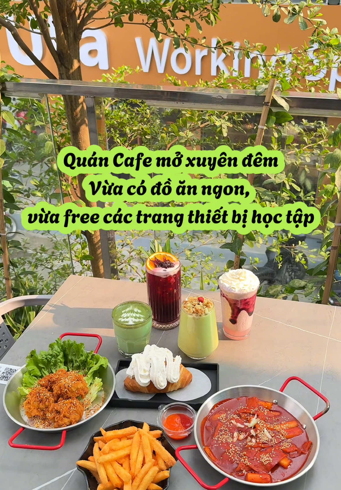 Quán cafe mở xuyên đêm vừa phục vụ cả đồ ăn, vừa free các trang thiết bị phục vụ cho việc học tập ?? #ulaworkingspace #ulacafefastfood #ula81nguyenkhqng  #ulacafe 