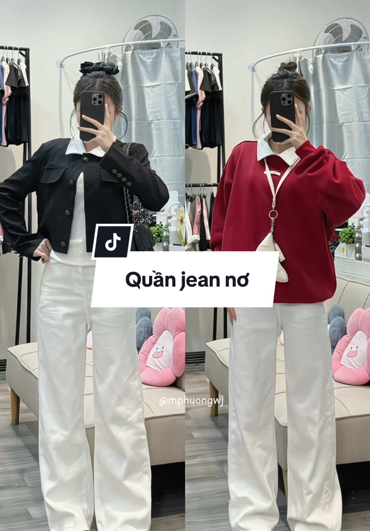 Quần jean nơ 🎀 #quầnjean #outfit #chauzi 