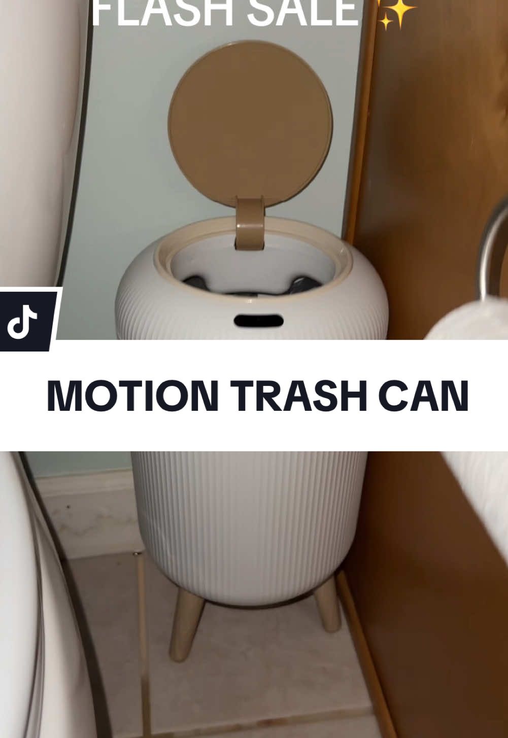 The cutest bathroom garbage can! #tiktokshopfinds #TikTokShop #trashcan #aesthetic #smartsensortrashcan #bathroom #motionsensor 