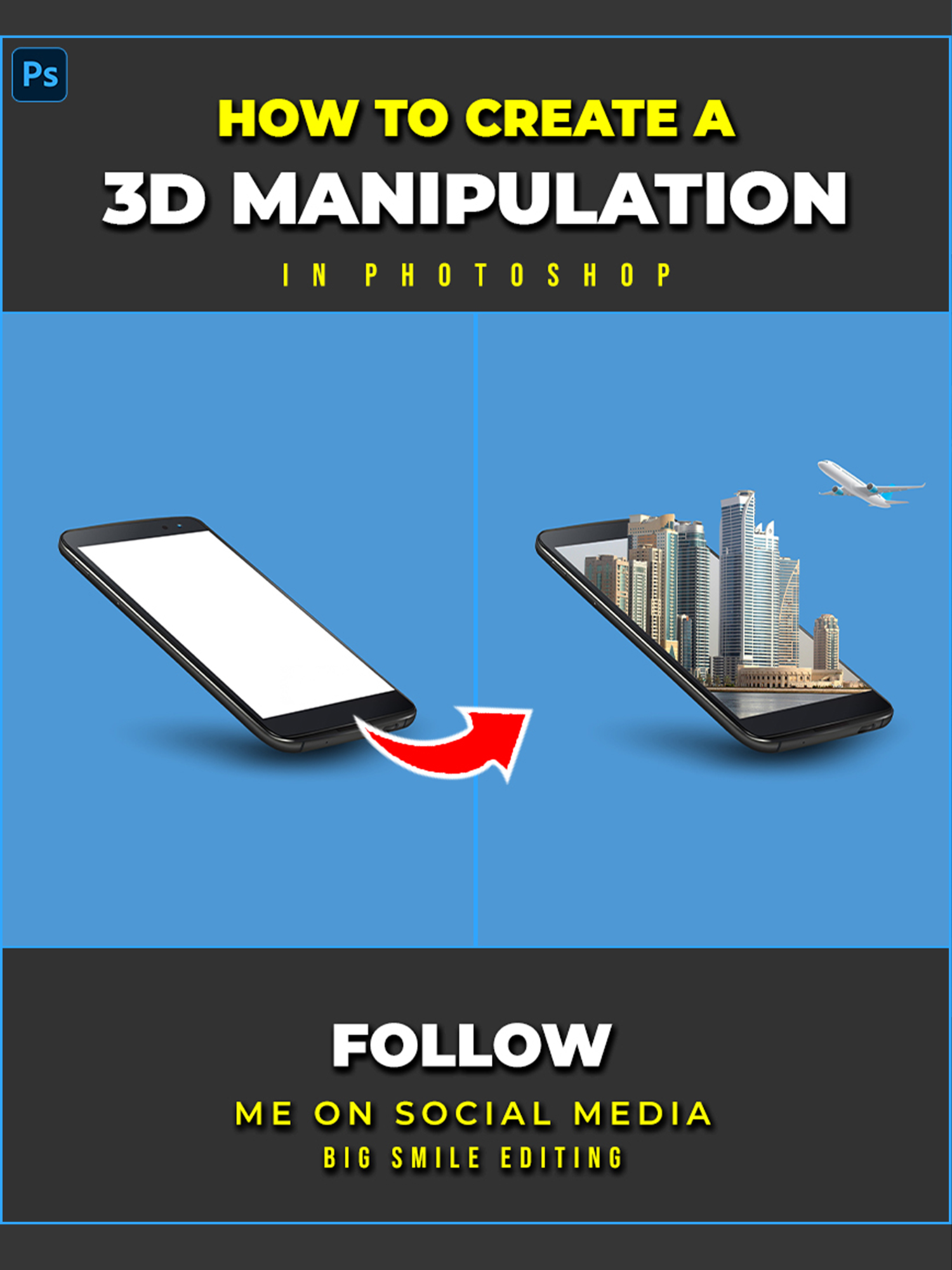 How to create a 3D mobile effect in Adobe Photoshop #photoshoptricks #designer #tutorials #tutorial #photoshop #photography #adobe #adobephotoshop #bigsmileediting
