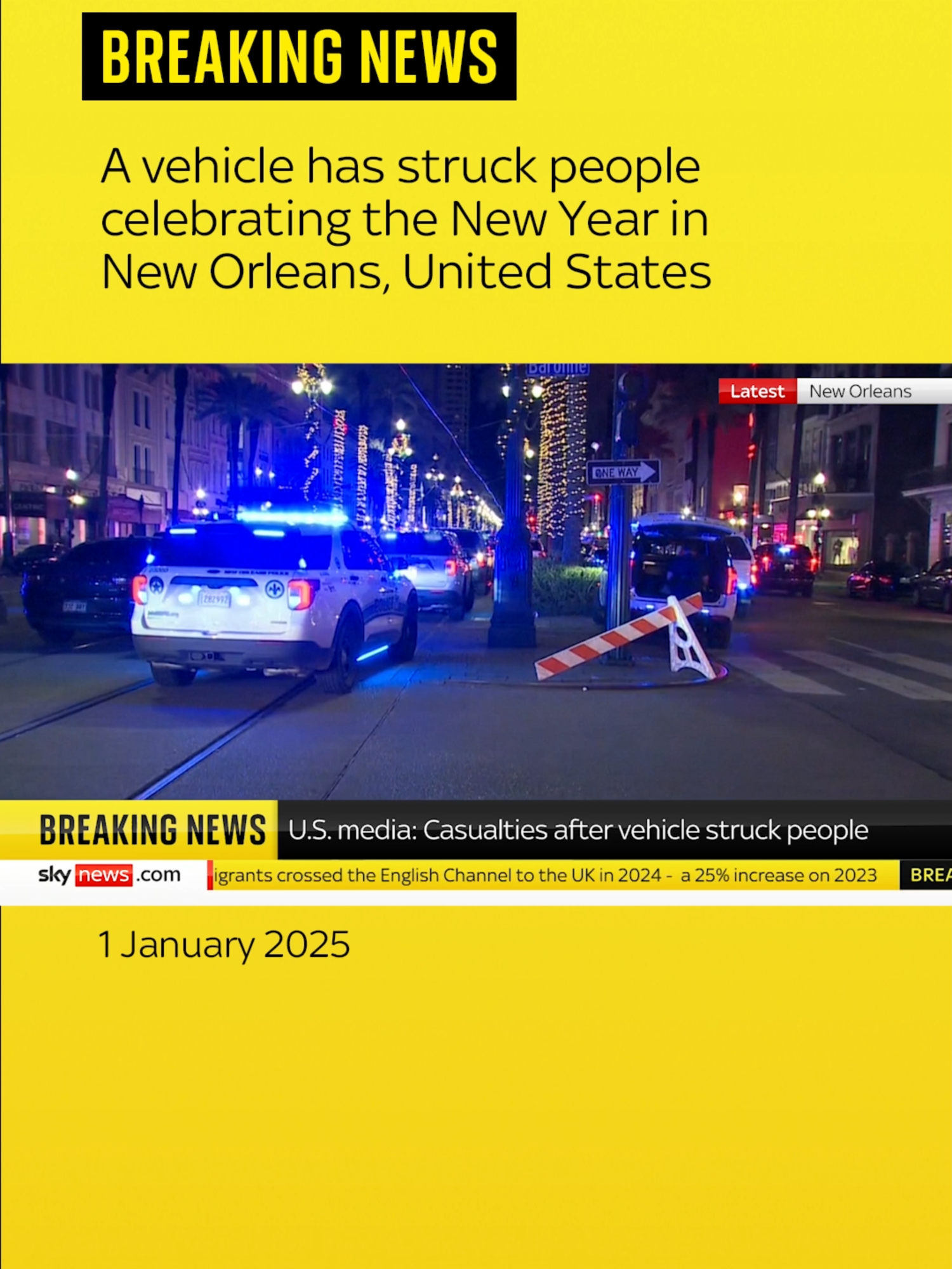 Casualties are feared after reports a vehicle struck people celebrating the #NewYear in #NewOrleans