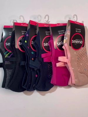 Kit 2 Pares Meia Sapatilha Pilates Feminina Adulto Selene