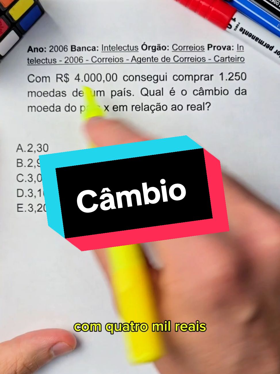 Questão de concurso envolvendo câmbio de moeda #concursos 