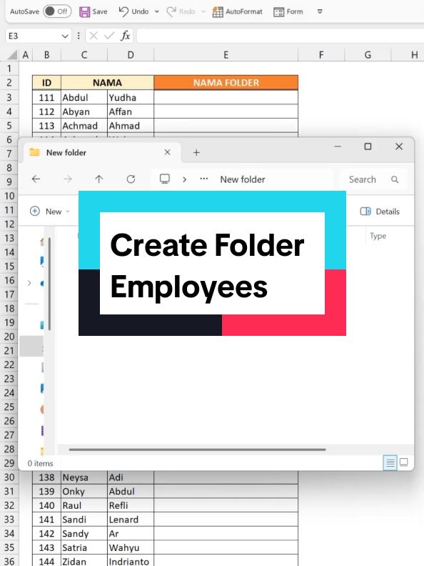 Bikin folder berkas untuk semua pegawai #excel #tips #trick 