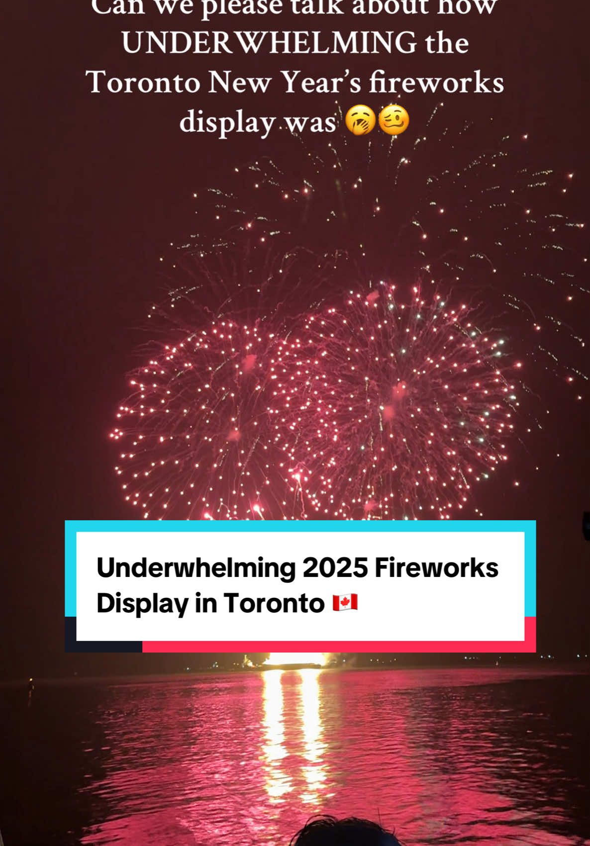 This was my first new years fireworks display in Toronto and I can’t get over how BAD it was!! Compared to all the major cities around the world, this one sucked! 🥱🥴🇨🇦 #Canada #Toronto #Fireworks #newyear #2025 #creatorsearchinsights #fyp 