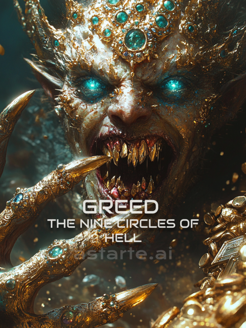 Circle 4 - GREED: Dante’s Inferno – The Nine Circles of Hell #ai #aiart #klingai #midjourney #aigrnerated #aigeneratedvideos #aitok #hd #4k #fypシ゚viral #foru #foryourepage #artificelintelligence #aitrailer #guardians #celestial #astarteai #dante #inferno #ninecirclesofhell #lombo #lunc #circle3 #gluttony #greed