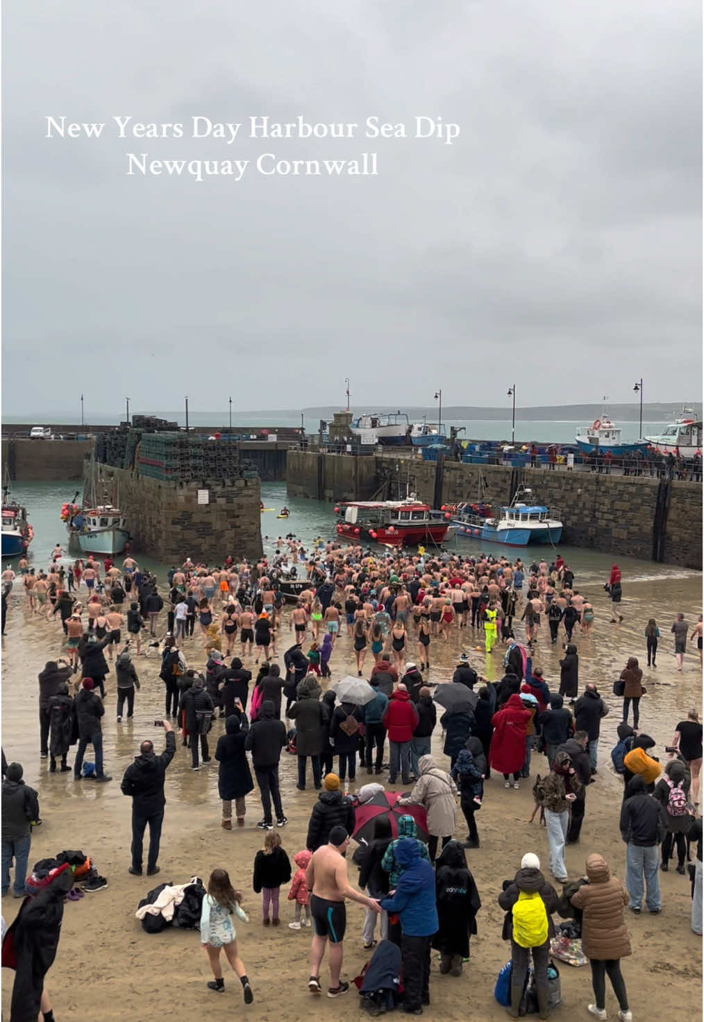 New Years Day Newquay Harbour - Sea Dip. Massive well done to all who took part, an energising start to 2025 🏊 #newquay #newquaycornwall #seadip #happynewyear #amazingcornwall #cornwall #cornwallcoast #cornwalltiktok #PlacesToVisit #cornwallbeaches #kernow 