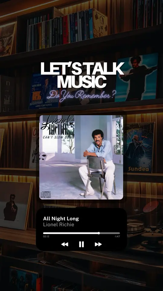 🎵 “All Night Long (All Night)” by Lionel Richie 🌴✨ Released in 1983, “All Night Long (All Night)” is a timeless anthem by Lionel Richie that blends pop, R&B, and Caribbean-inspired rhythms. The song’s infectious groove, jubilant lyrics, and Richie’s smooth, soulful voice create an atmosphere of celebration and unity. Its joyful energy invites listeners to dance and live in the moment, making it a perfect soundtrack for any party. 🎵 Key Moment: The vibrant, multilingual bridge featuring the chant “Tam bo li de say de moi ya” adds a global flavor to the track, making it a standout moment that connects people across cultures. Lionel Richie’s ability to mix feel-good vibes with universal appeal solidified this song as a hallmark of his career. 📈 Cultural Impact: “All Night Long” became a global hit, topping charts in multiple countries and earning Richie a Grammy nomination. It’s frequently used in movies, commercials, and live events, including his performance at the closing ceremony of the 1984 Olympics. The song’s joyful message of togetherness continues to resonate with audiences around the world, securing its place as one of the greatest feel-good anthems of all time. #LionelRichie #AllNightLong #FeelGoodMusic #80sClassics #TimelessHits #CaribbeanVibes #DanceAnthem #MusicLegends #PartyPlaylist #withletstalkmusic 