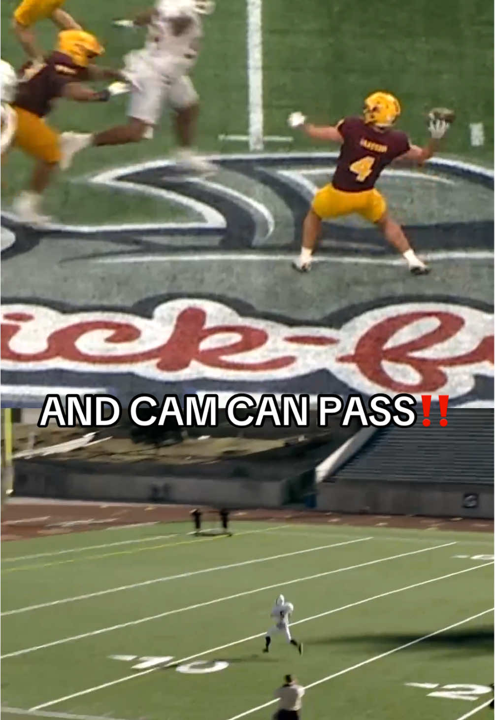 Is there anything #CamSkattebo can’t do?! 😤 #cfbpostseason #cfb #CollegeFootball #football 