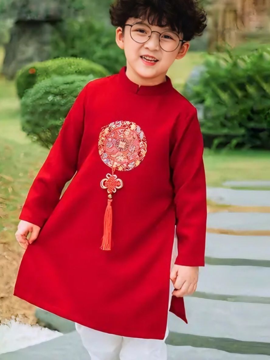 Áo dài tết in hình long phụng cho bé trai bé gái.#dotreem #xuhuong #fyp  #aodaichobe#aodaicachtan#aodai #hinshop2 #aodaibetrai#aodaibegai