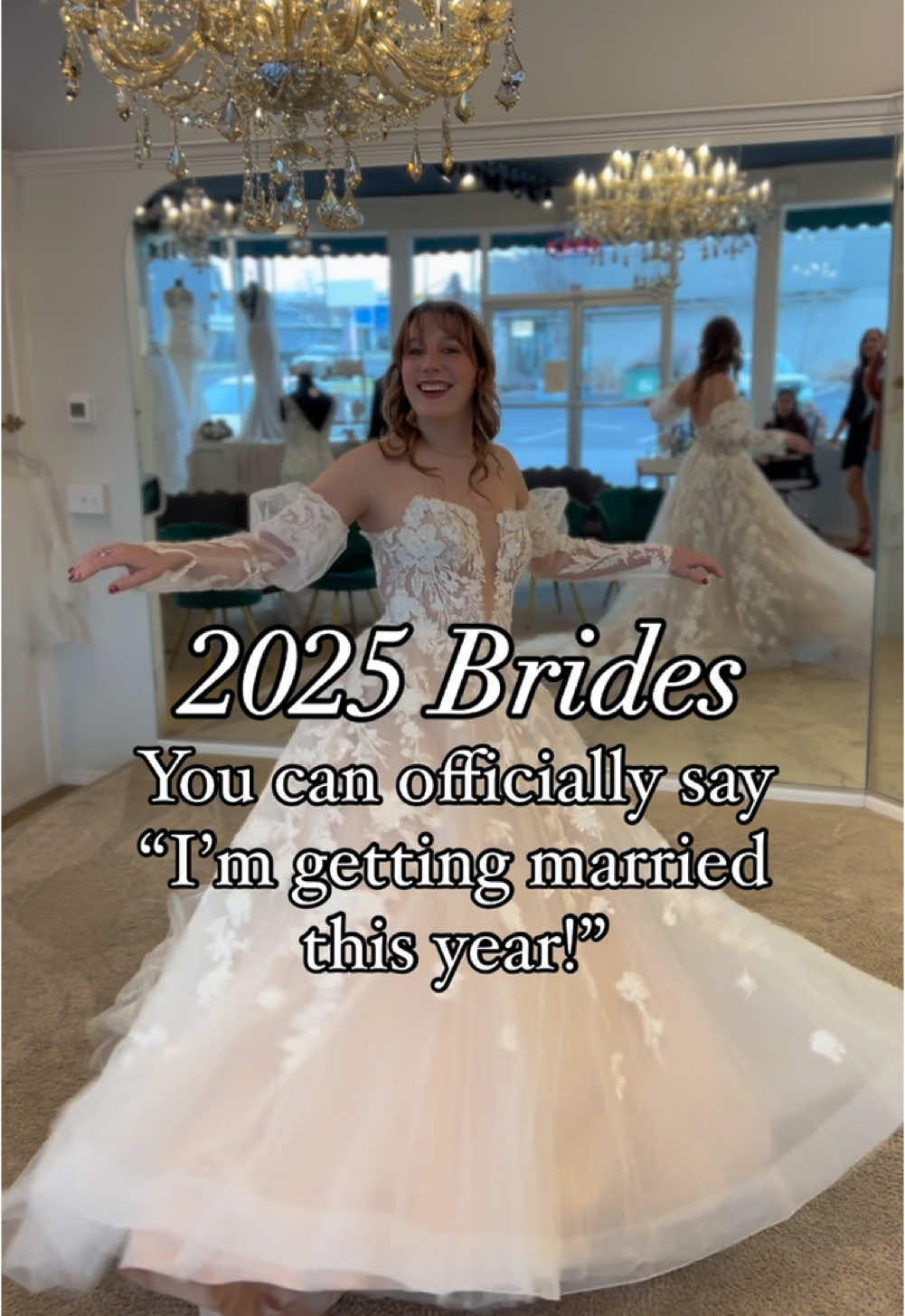 It’s time 😍 Where are all the 2025 brides at? 🙋‍♀️ #2025bride #wedding #gettingmarried #engaged #weddingtiktok #bridetiktok #fyp #newyear #believebride 