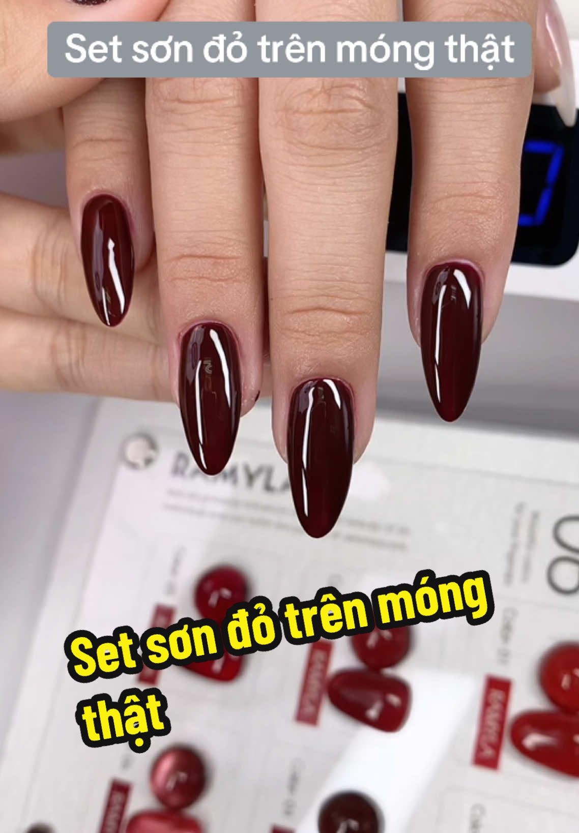 Set sơn đỏ trên móng thật #nghithao #nghithaonails #setsondo #ramyla #nails 