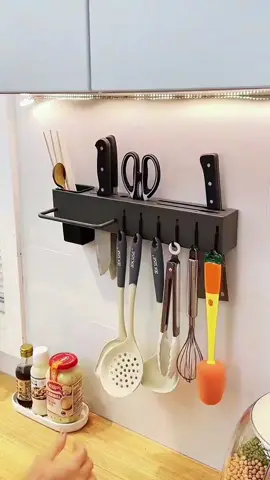 Household kitchen good storage shelf, wall mounted non perforated multifunctional spoon and knife shelf, kitchen and household use