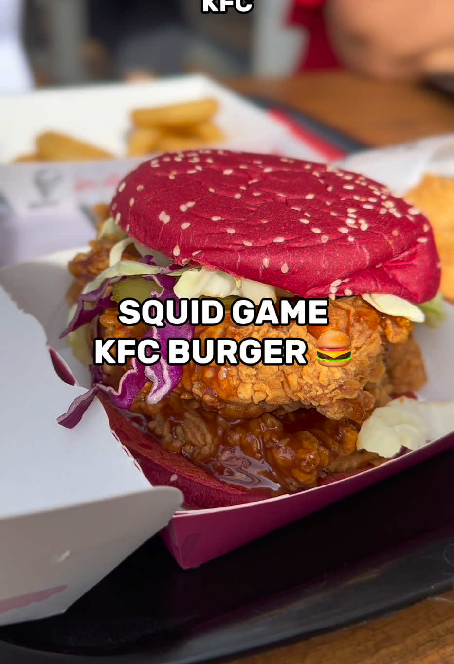 Has anyone else tried the new pink Squid Game burger from KFC!? #squidgame #squidgameburger #newfood #newfoodreview #newmenu 