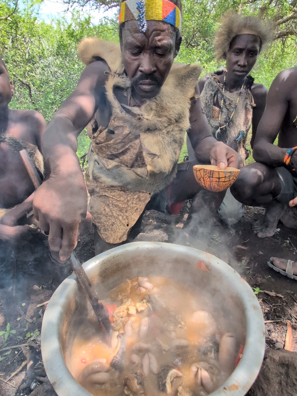 it's Incredible delicious meal for hadzabe tribe eating 