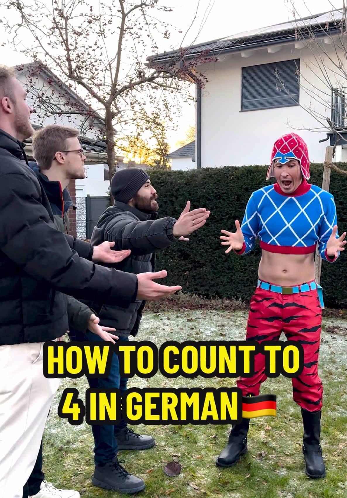 How to count to 4 in German 🇩🇪 (with @gia.isabellag ) #anime #jojosbizarreadventure #mista 