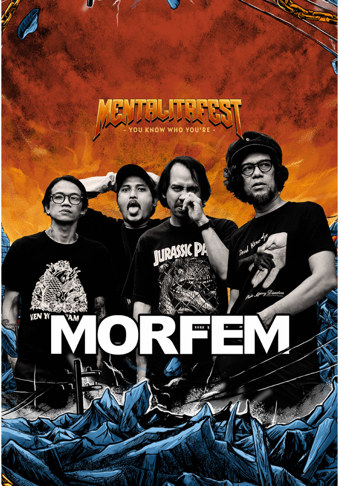 🔥 MORFEM IS HERE! 🔥 Menjadi guest star penutup barisan line up dalam Mentalita Fest. Lagu-lagu dengan lirikan tajam dan nada yang menghentak, gimana sudah siap? 🫵🏻 Tag temanmu dan ajak mereka semua dalam perayaan awal bulan depan! 💥 #MentalitaFest #YouKnowWhoYouAre #Morfem