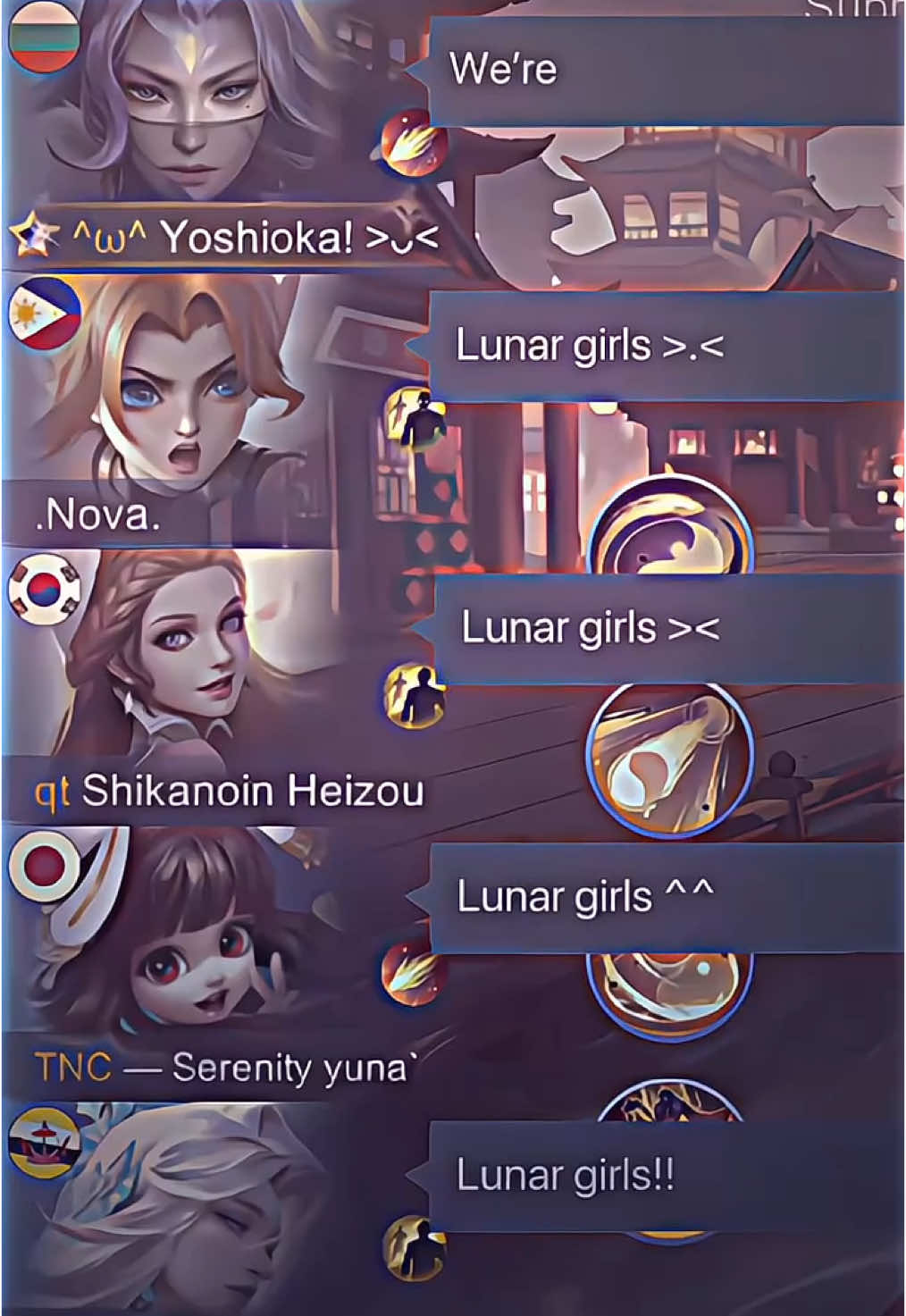 We’re lunar girls 🎇💞 trend for upcoming chinese new year` w/ @yunaaa @Nzow @Nova. @TNC • Kailee.🇵🇭  #fyp #mlbb #besties #xybca #mobilelegends #foryou #mobilelegends_id #presetdibawah5mb #mlbblunar 