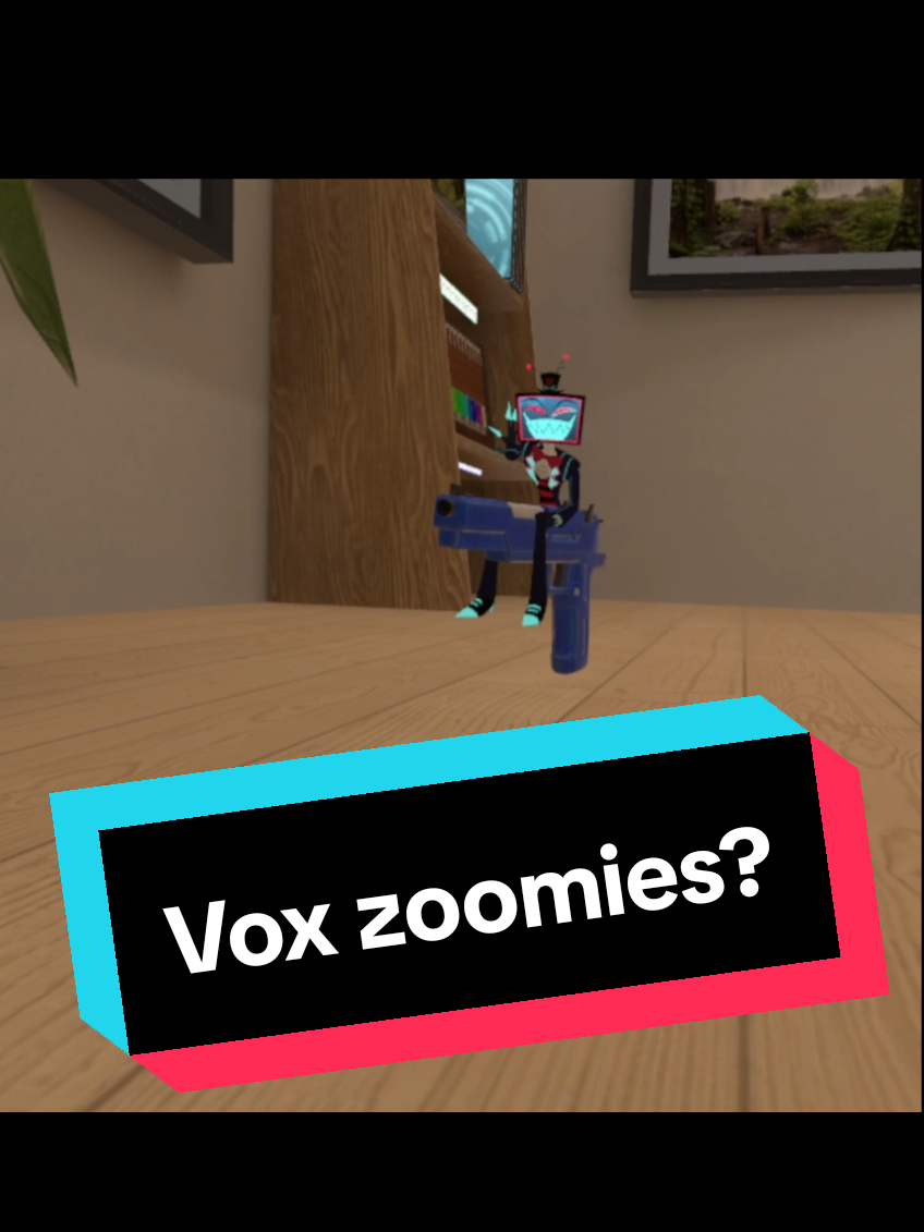 Uh.. zoomies? #hazbinhotel #vox #alastor #hazbinhotelvox #vrc #vrchat #hazbinhotelvrchat #vr #hellaverse #radiostatic #staticradio #applemedia  #alastorhazbinhotel #voxhazbinhotel #silly #waterpistool 