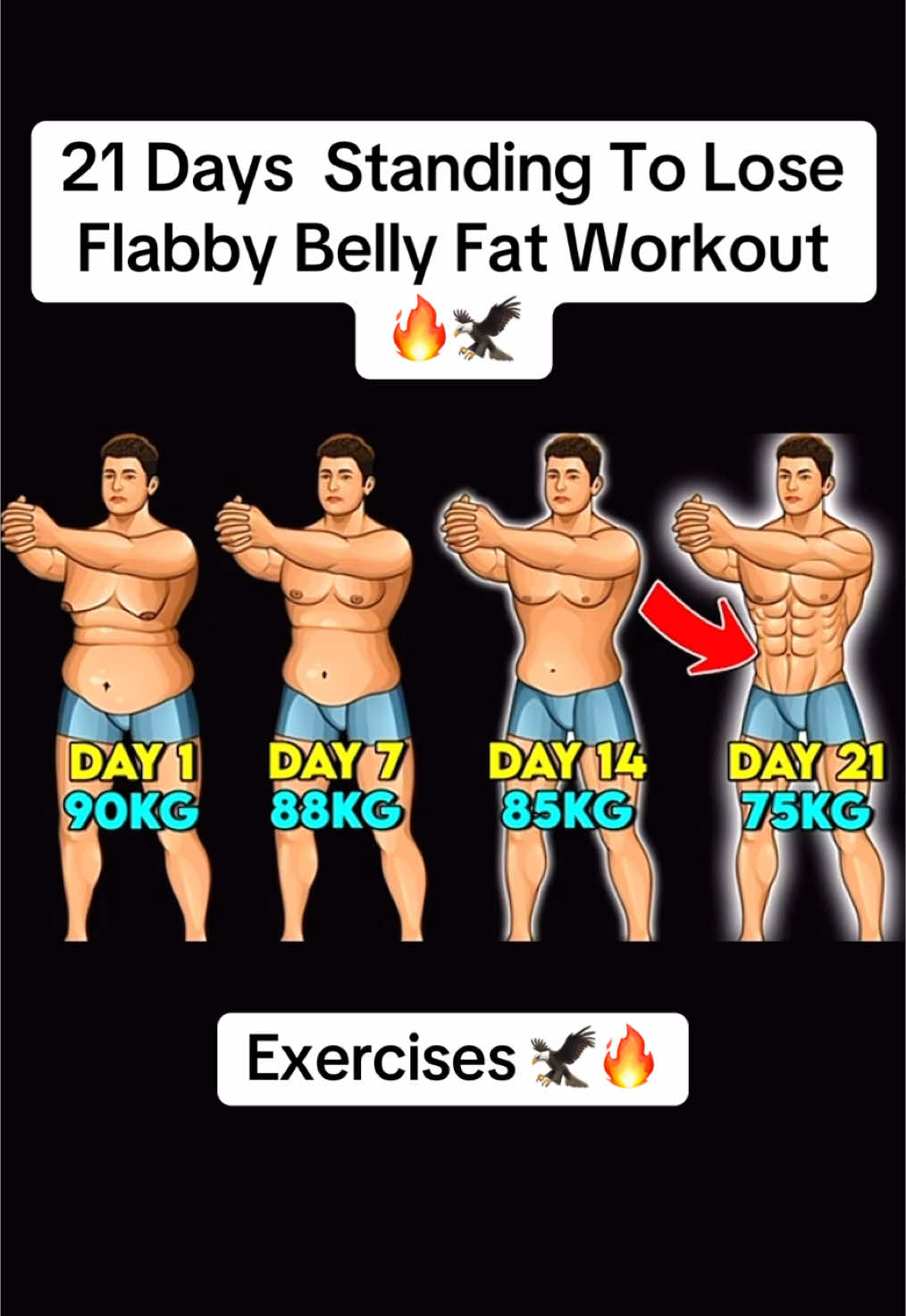 21 Days  Standing To Lose Flabby Belly Fat Workout !! #Fitness #muscle #musculation #bellyfat #bellyfatworkout #gym 