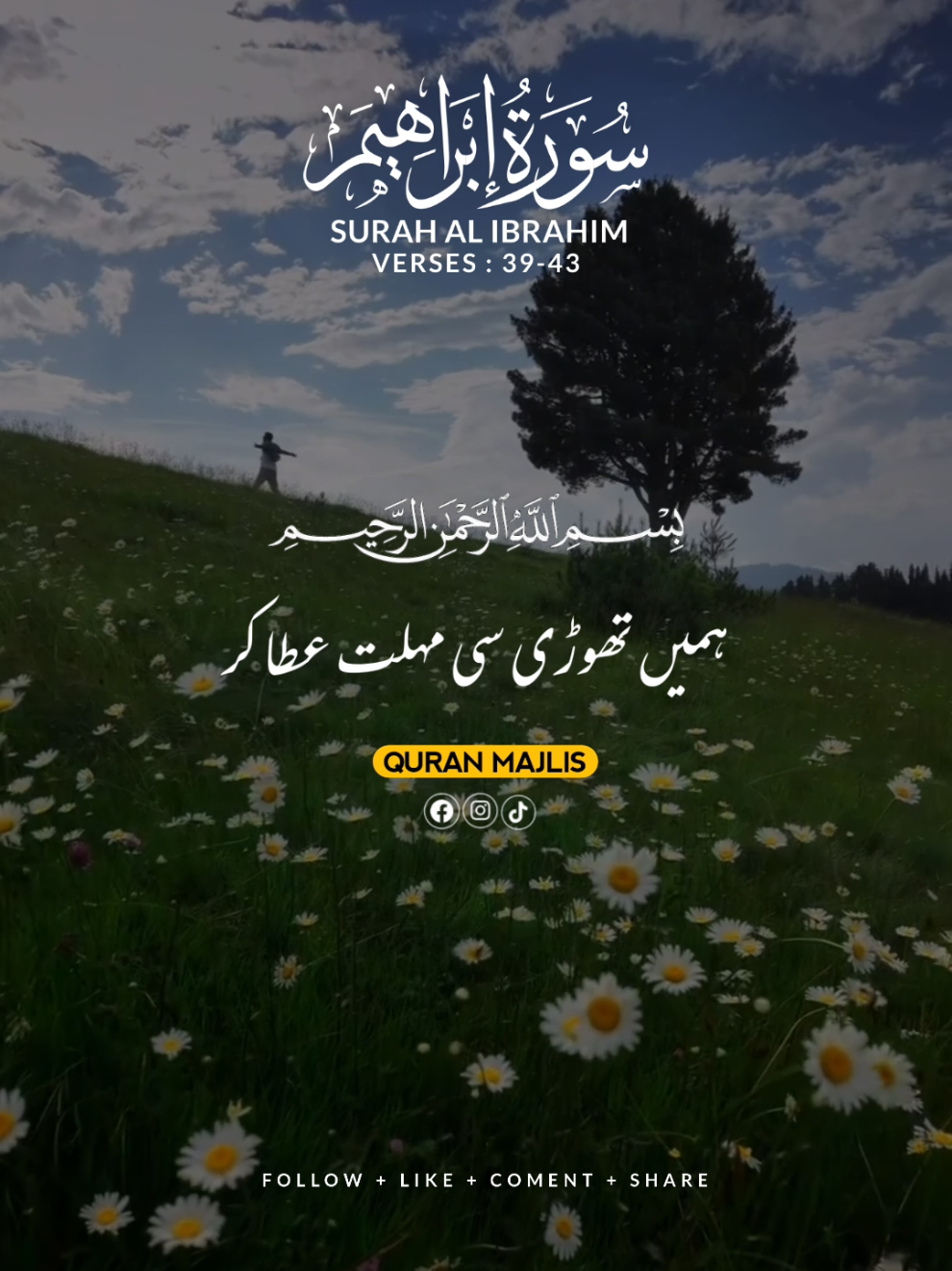 SURAH AL IBRAHIM 🌺 VERSES (39-43)#islam #qurantranslationurdu #alquran #trending #fyp #unfrezzmyaccount 