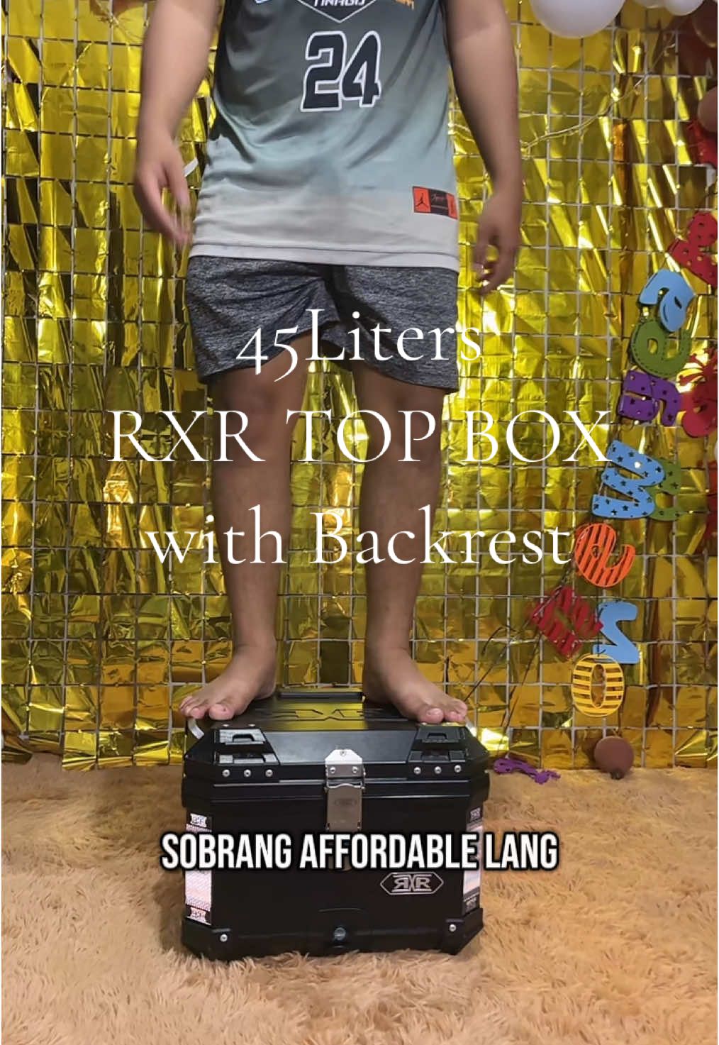 RXR 45Liters Motor Top Box with Backrest complete set hard plastic material  #topboxbracket #highquality  #rxrtopbox   #45litershardplasticwithbox #bracketfortopbox #rxr #topbox  #byahe #travel #rider 