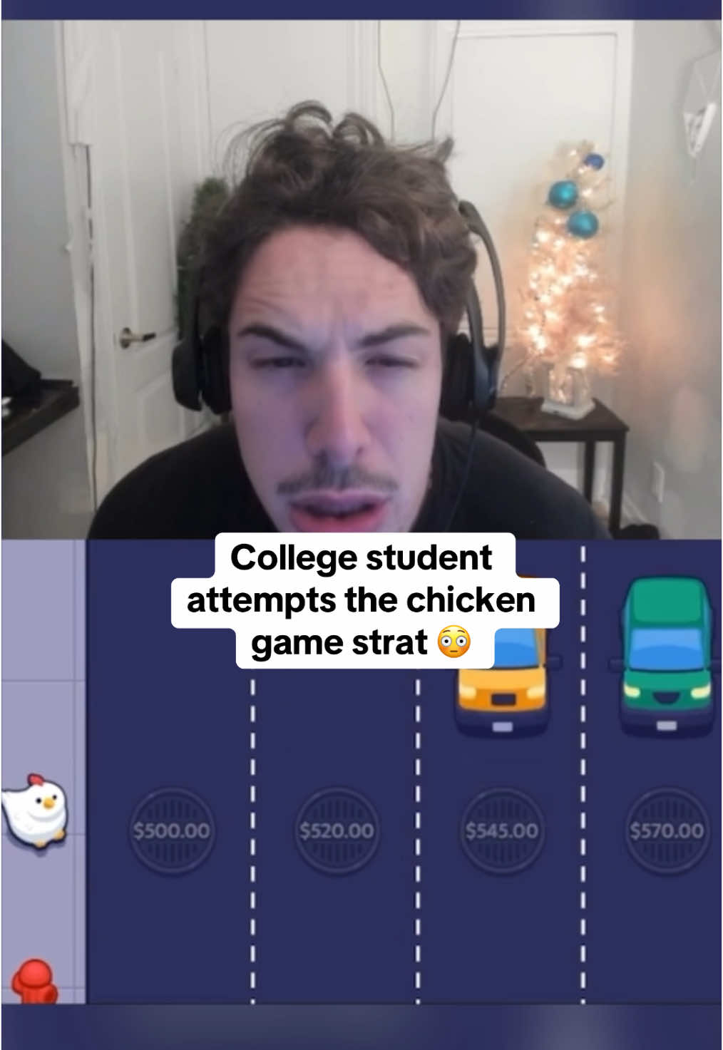 College student attempts the chicken game strat 😳 #kickstreaming 