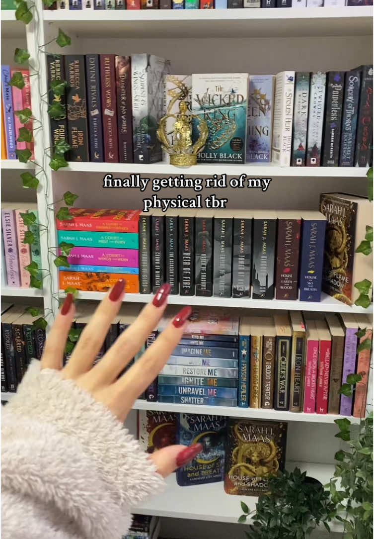 all the work of getting rid of my physical tbr is gone😓(yayy🥳) #BookTok #bookshelf #bookhumor #physicaltbr #bookcollection #bookaddict #romantasybooks #bookstack 