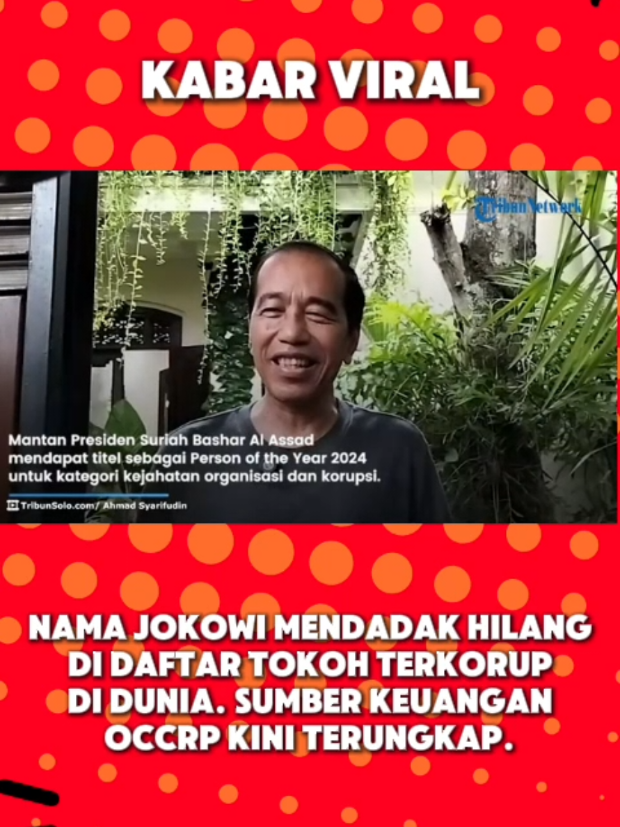 OCCRP sebagai organisasi nirlaba jaringan jurnalis investigasi global  berbasis di Amsterdam, Belanda, mendadak menghapus nama Joko Widodo dari daftar tokoh terkorup dunia. Organisasi yang berfokus pada isu kejahatan terorganisir dan korupsi global ini sempat menuai pro dan kontra serta membuat geger publik Tanah Air.  #Jokowi #JokoWidodo  #kabarviral #viral #beritaviral #kabar #berita 