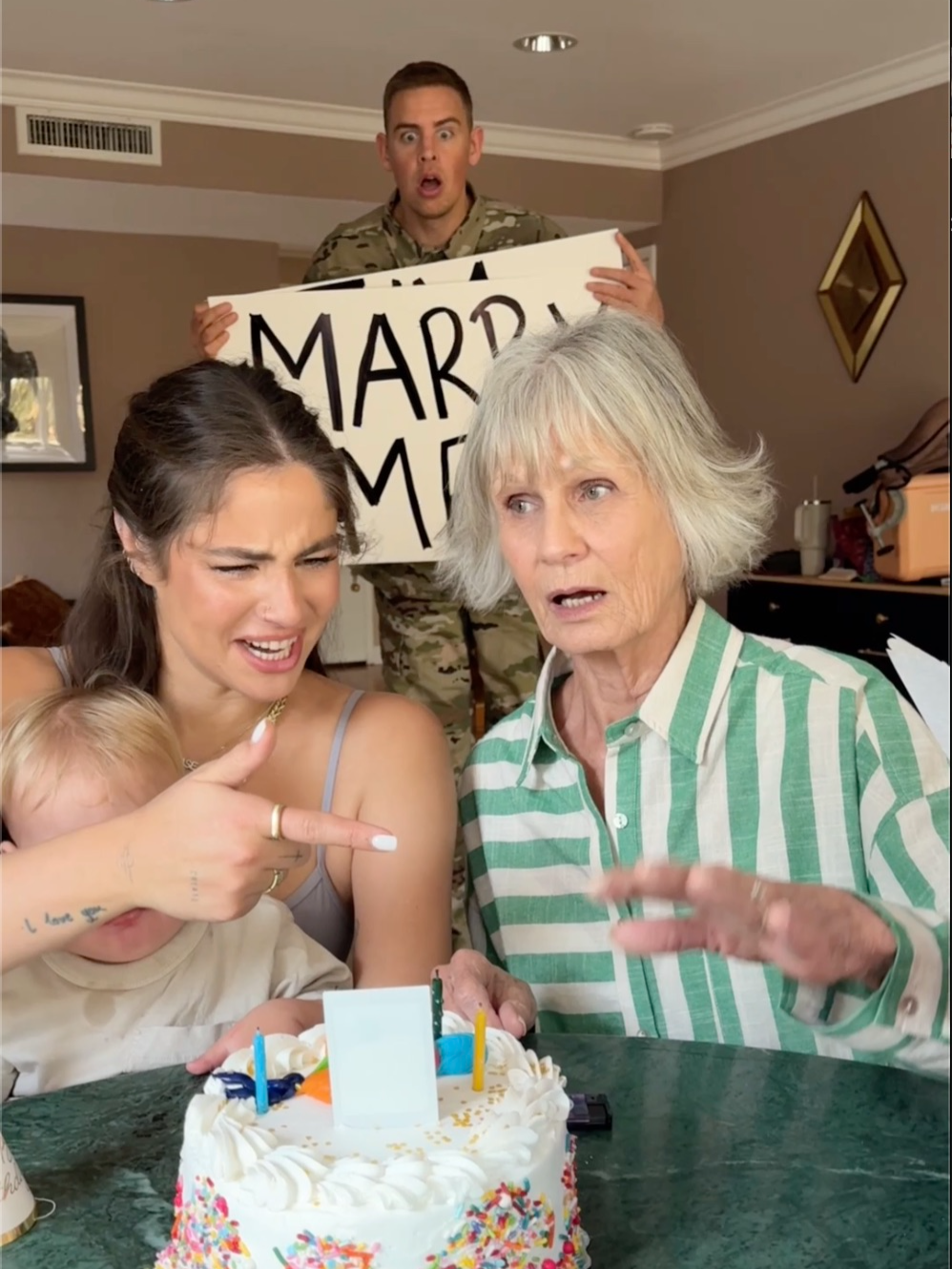 Soldier makes it home to meet his son on his 1st birthday, finds out he's having another baby and proposes 🥹 PART 1 #viralvideo #fyppppppppppppppppppppppp #fyp #surprise #family #present #military #Homecoming #Relationship #proposal #pregnancy #dating #parents