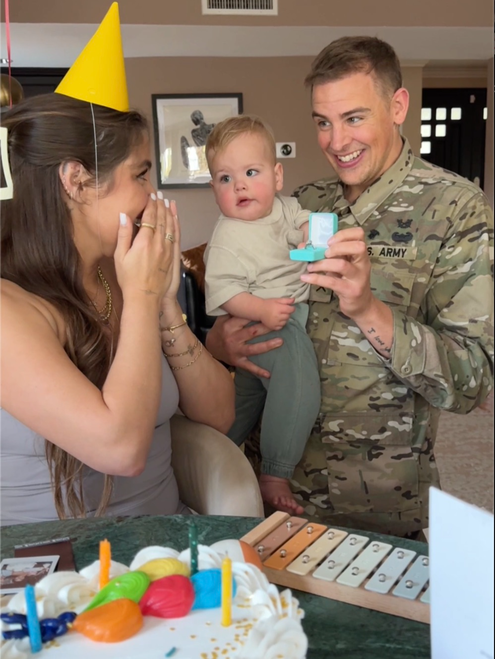 Soldier makes it home to meet his son on his 1st birthday, finds out he's having another baby and proposes 🥹 PART 2 #viralvideo #fyppppppppppppppppppppppp #fyp #surprise #family #present #military #homecoming #relationship #proposal #pregnancy #dating #parents