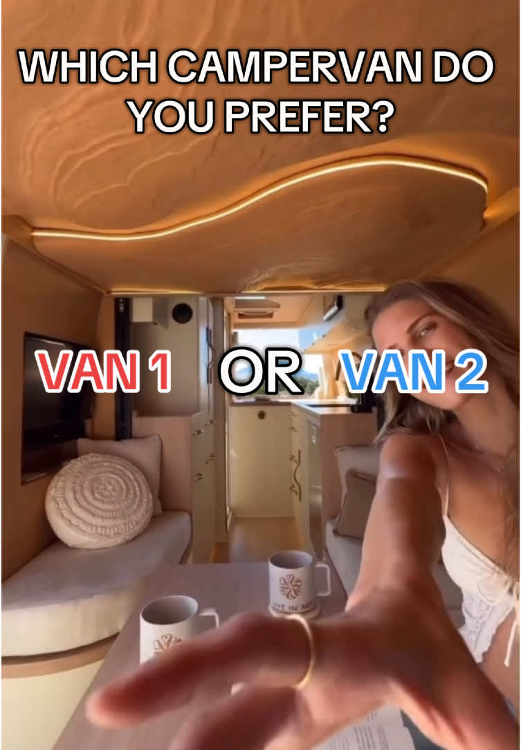 COMMENT THE CAMPERVAN YOU PREFER😀 Two clips here going from cab to living area. Two very different vans and styles, both absolutely fantastic! Do you have a preference? 📸VAN 1 - @Nicole & Edden  📸VAN 2 - @Recycle Inn  #vanlife #campervan #vanconversion #which? #minivan #furgoneta #tinyhouse 