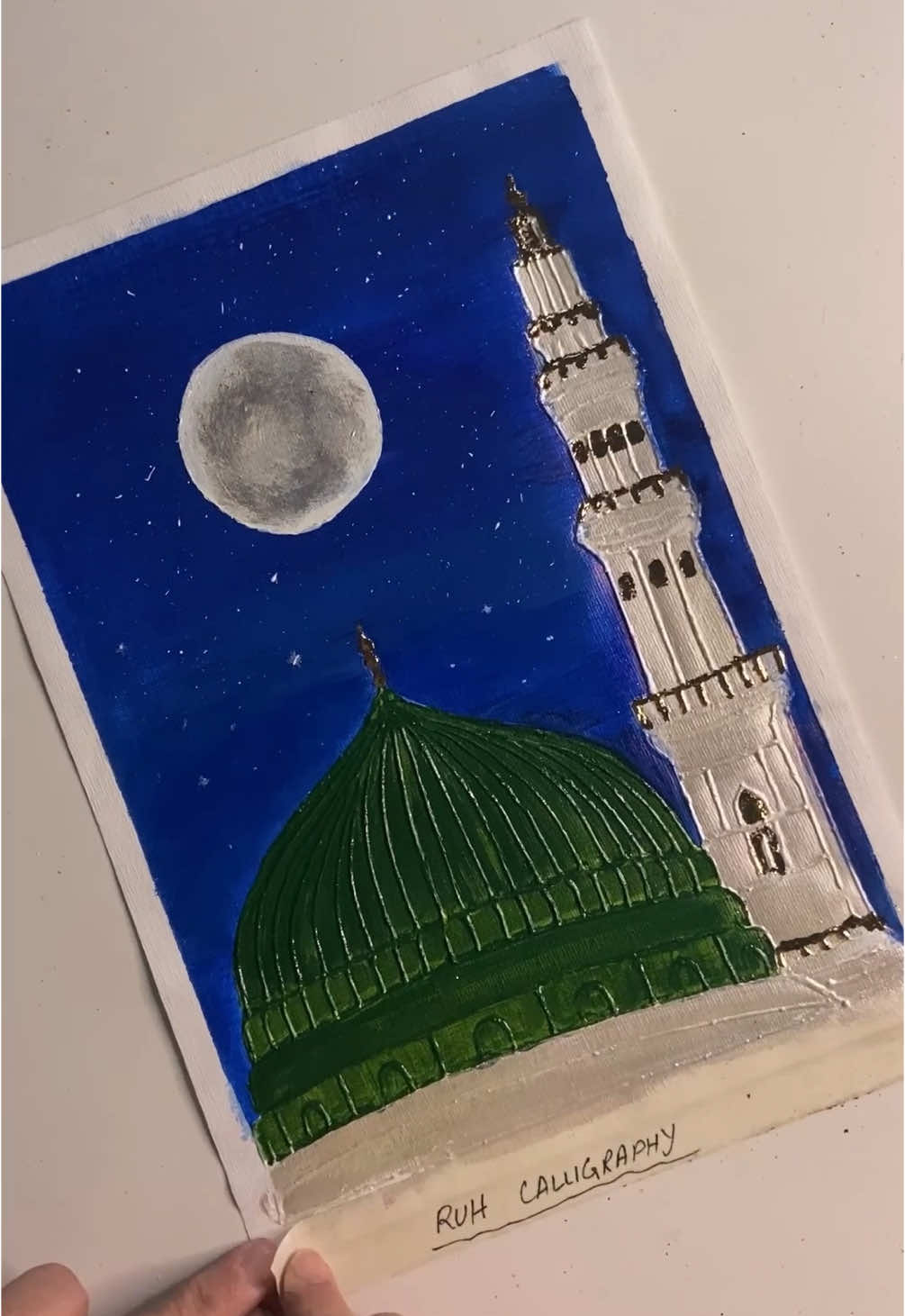 Easy Madina Painting In Moonlight ✨🌙 #masjidnabawi #muhammad #muhammadsaw #madina #madinah #art #painting #shorts #muslimart #islamicvideo #textureart #texturedpainting #foryoupagee #trending #satisfying #fyp 