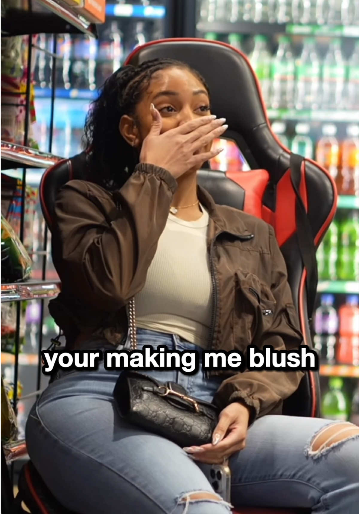 if you can make her laugh & giggle 🤭 #fypシ #funnyvideos #viral #xyzbca #cute #wholesome #viraltiktok #girl #Love #gasstation #customer #job #store #interview #lovestory #series