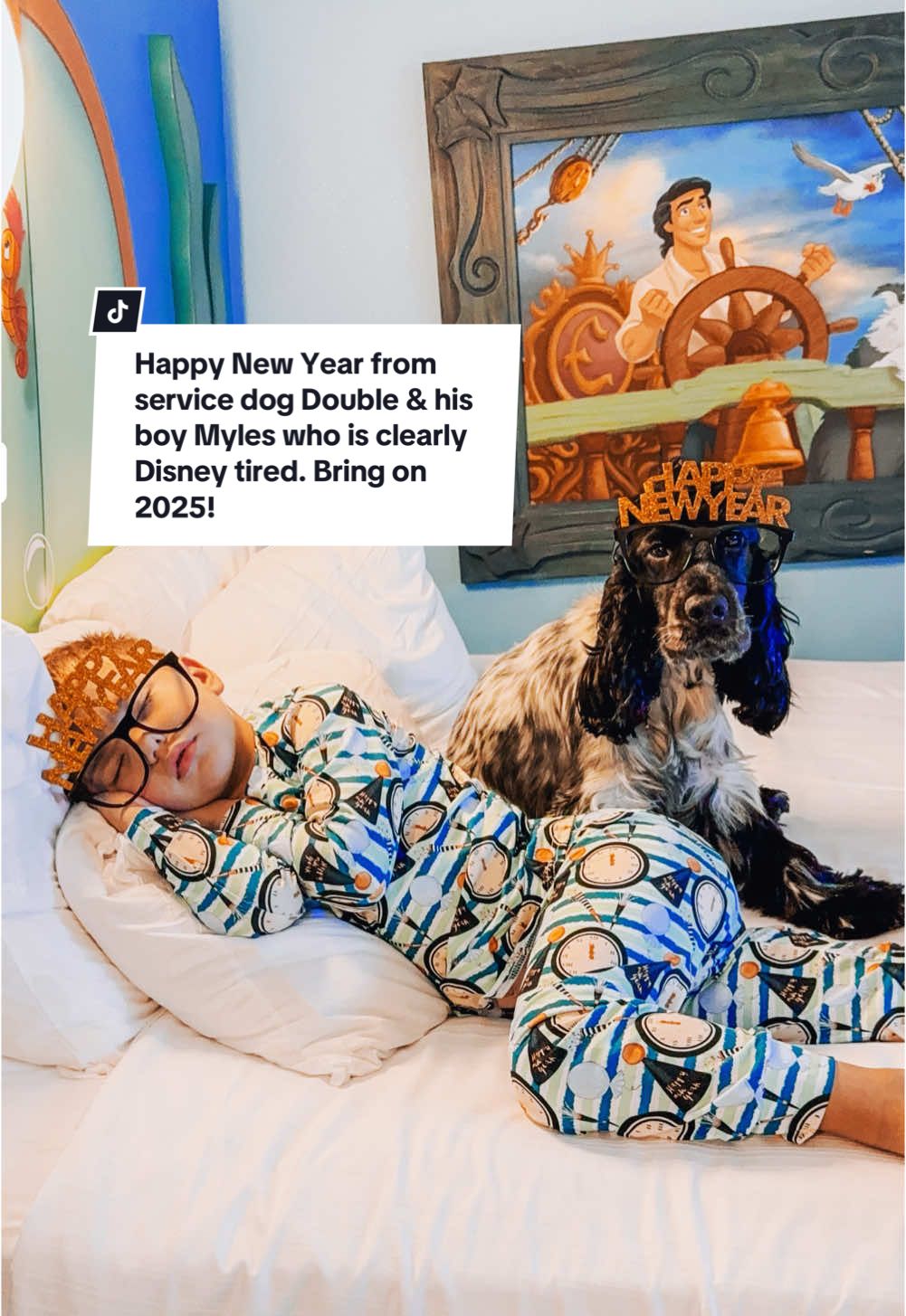 Happy New Year from service dog Double & his boy Myles who is clearly Disney tired. Bring on 2025!  #servicedog #servicedoglife #servicedogintraining #servicedogteam #servicedogsoftiktok #servicedoghandler #workingdog #type1diabetes #t1dlookslikeme #typeonediabetes #diabetes #diabetesawareness #autoimmunedisease #invisibleillness #medicalmom #medicaltiktok #bloodsugar #dog #dogsoftiktok #cockerspaniel #cockerspanielsoftiktok #fyp #amazinganimals #aboyandhisdog #disney #disneyworld #disneyparks #newyear #tired #disneymom #disneykids 