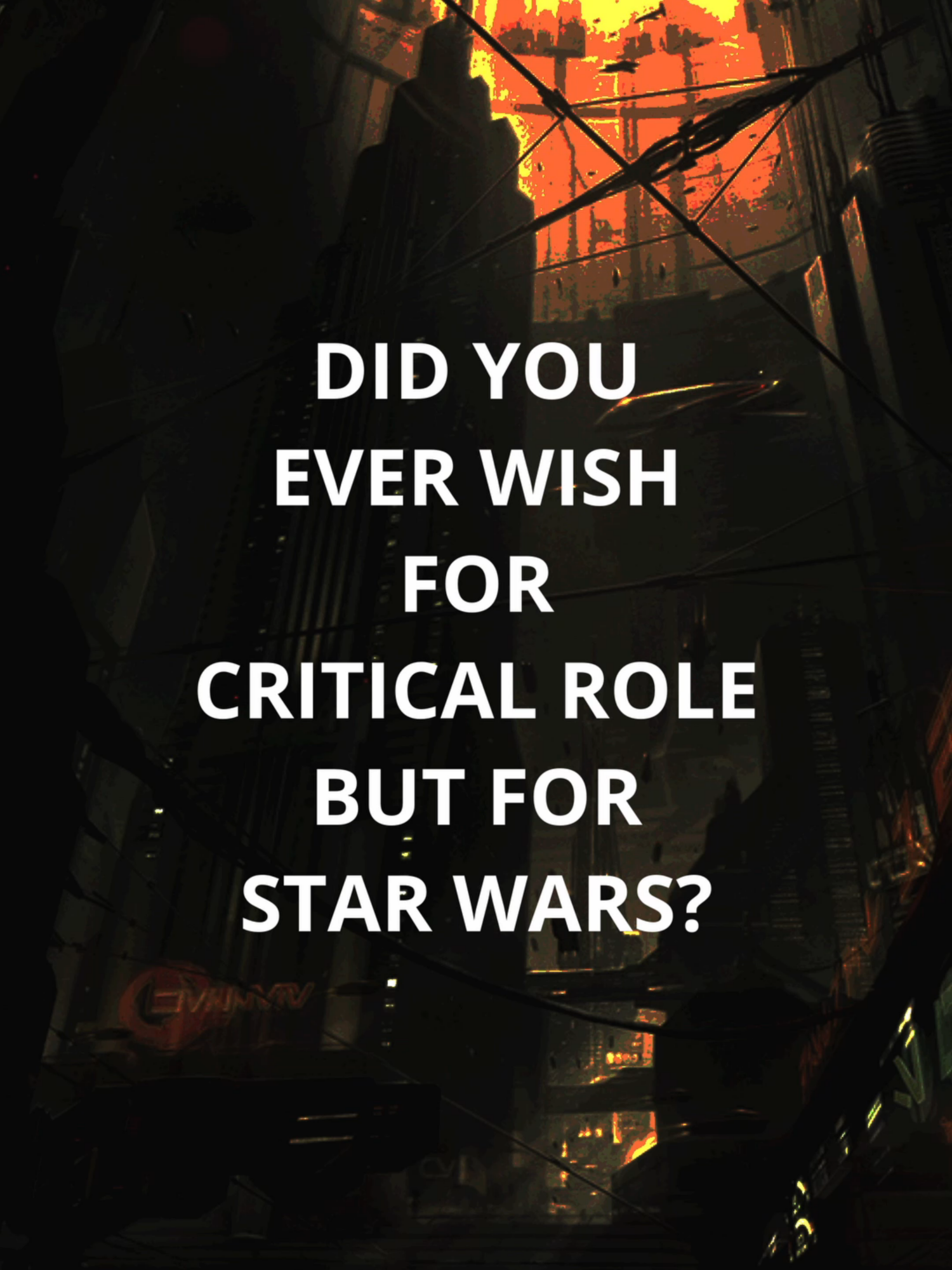 Join us on Jan 21st for a Star Wars story set in the lower levels of Coruscant directly after Return of the Jedi #swrpg #actualplay #FFG #Dnd #criticalrole #starwars