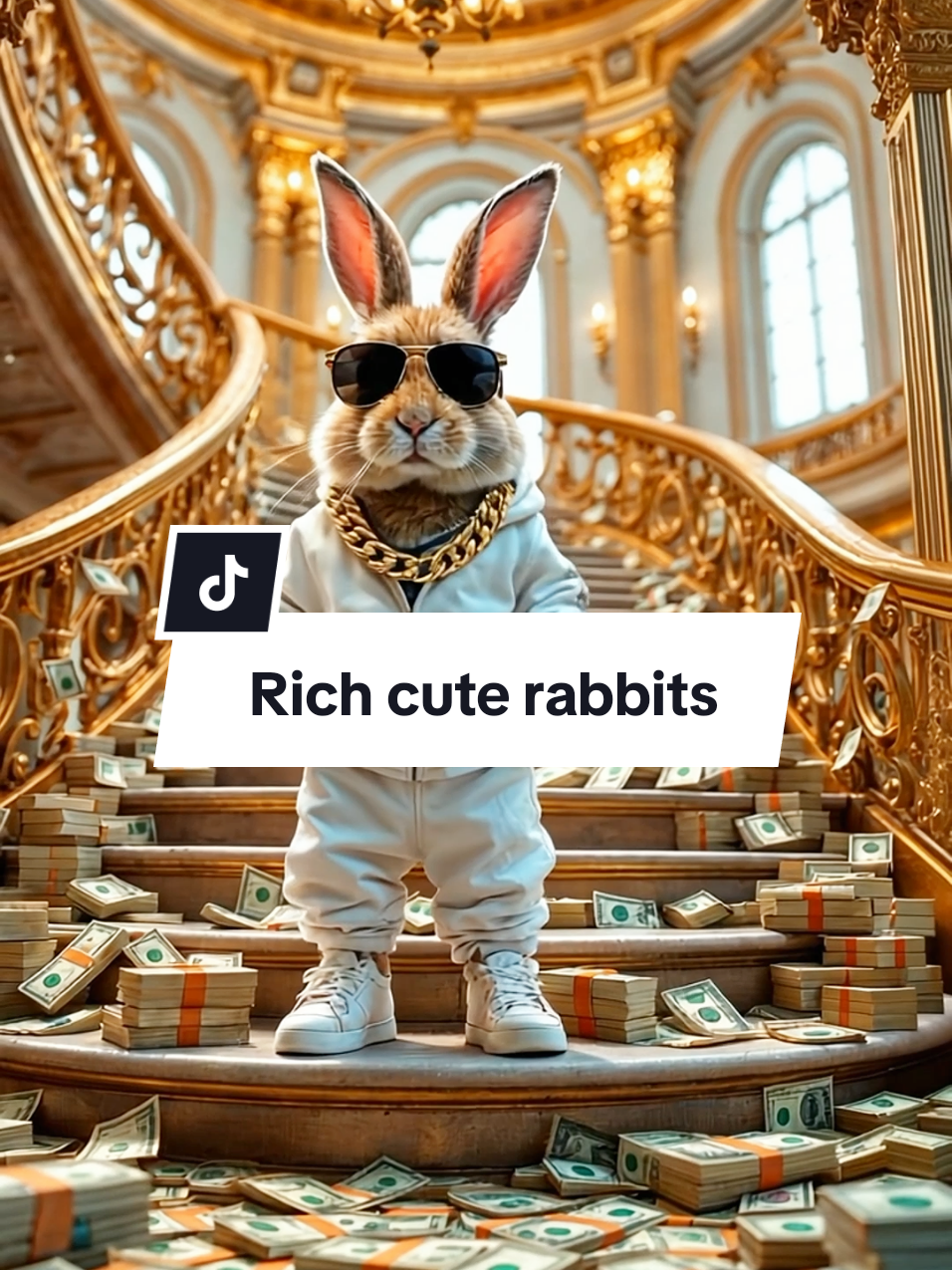 Rich cute rabbits dancing #cuterabbit #lawofattraction #money #gold 