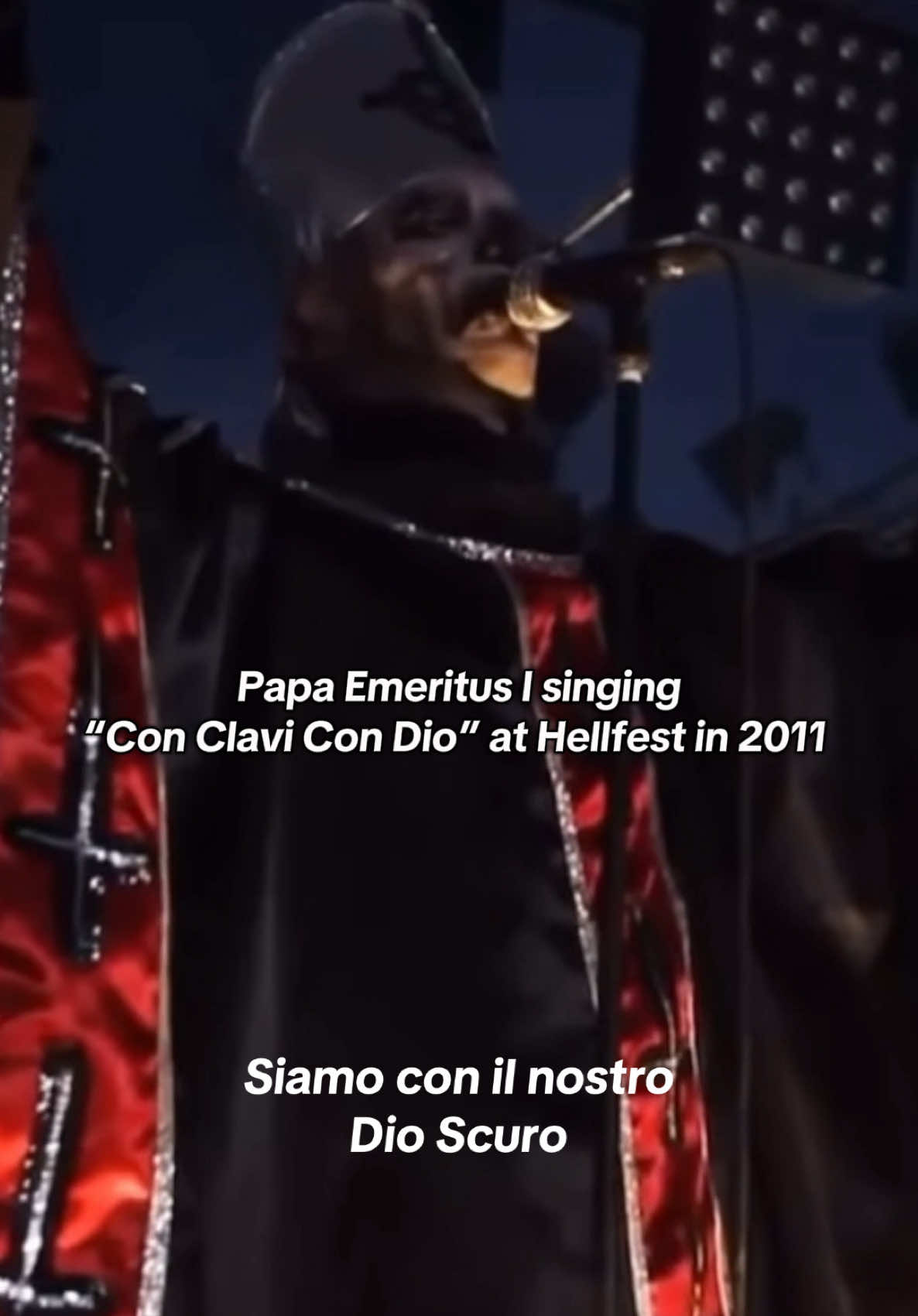 Papa Emeritus I performing “Con Clavi Con Dio” at Hellfest in 2011! ✨🤌 🎥: via a Hellfest 2011 livestream | edited by me (@im_ghostified)  🏷️: #ghostified #ghost #papaemeritus #papaemeritusi #primo #conclavicondio #thebandghost #tobiasforge #imghostified #explore #fyp #ritual