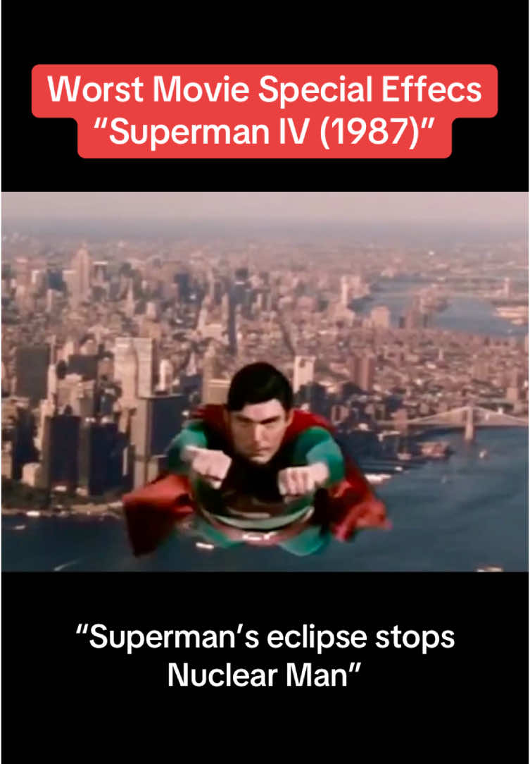 Worst Movie Special Effects - Superman IV (1987) - “Superman’s eclipse stops Nuclear Man”. #superman #superman4 #specialeffects #cgi #specialeffect #effects #80s #80smovies #fyp #foryoupage 