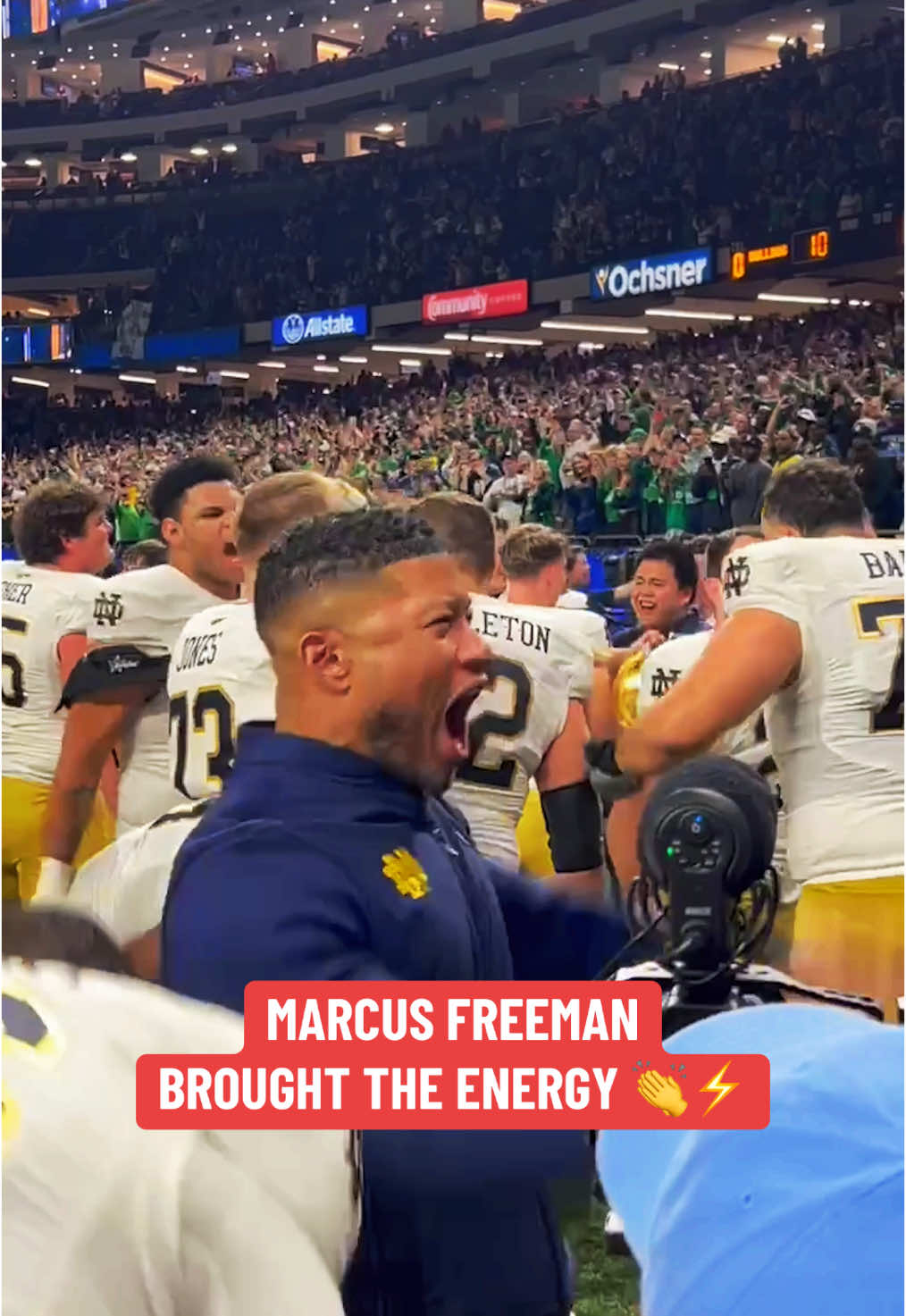 #MarcusFreeman was HYPED after #NotreDame's fight song 👏 #CFB #CollegeFootball #football #cfbpostseason #cfbplayoffs 