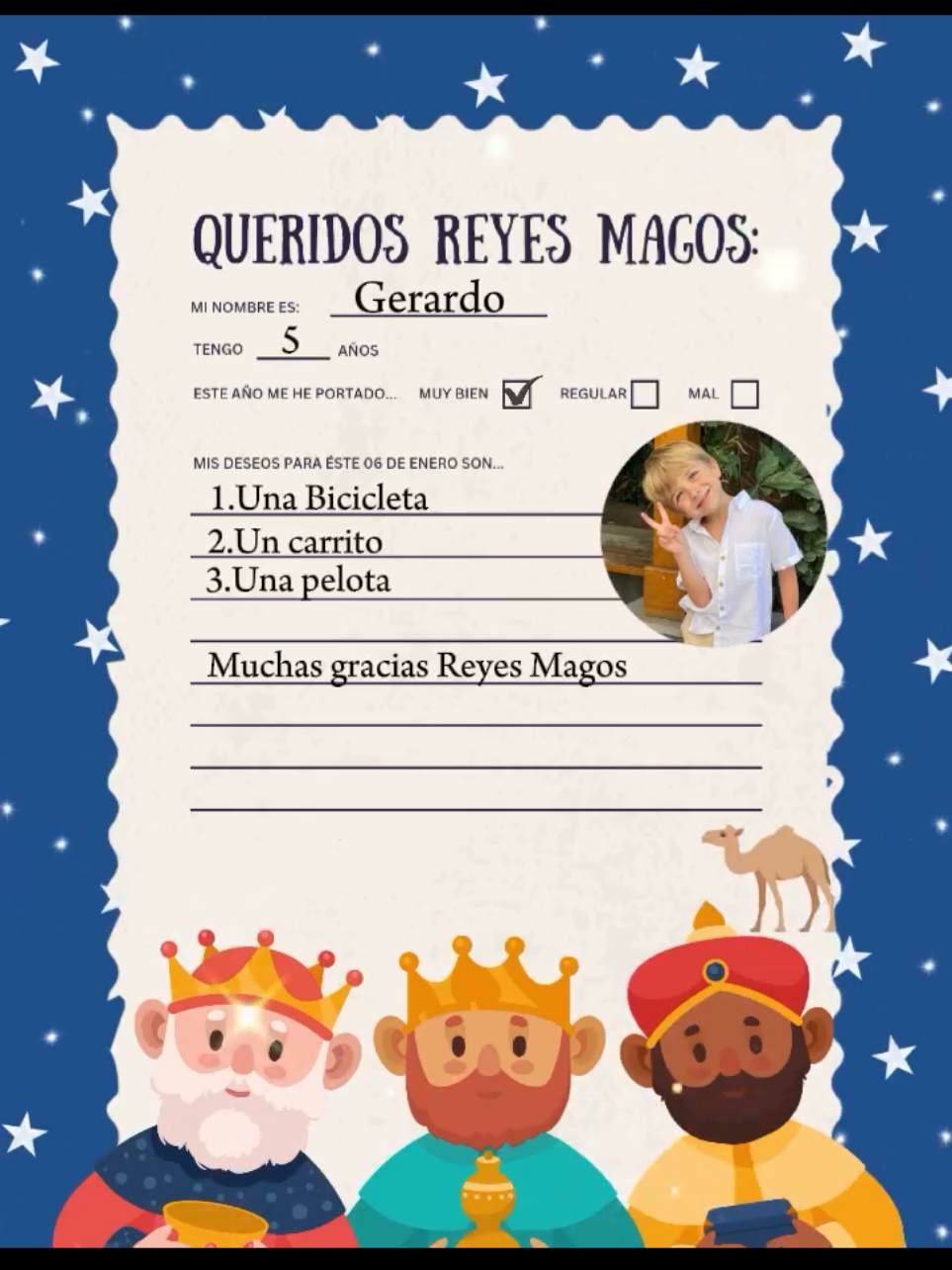 Escríbele tu cartita a los reyes magos con esta plantilla!!! #reyesmagos #carta #cartareyesmagos #plantilla #CapCut #Viral #fyp #parati 