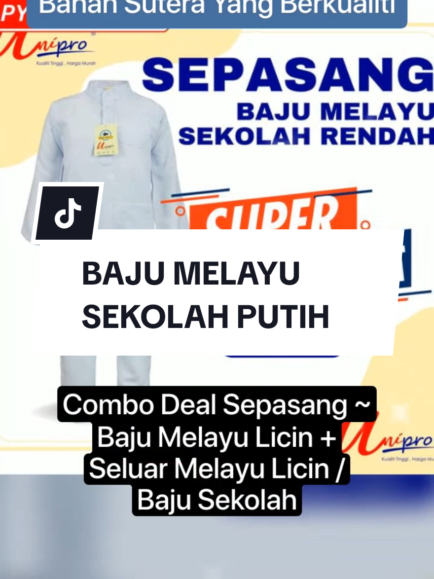 Combo Deal Sepasang ~ Baju Melayu Licin + Seluar Melayu Licin / Baju Sekolah Jenama Unipro UP007 / UP008 / PT005 Harga turun kepada hanya RM18.00! #viralvideo #bajumelayusekolah #bajumelayusekolahagama #bajusekolah #bajusekolahunipro #unipro #combodeals #sepasang #tiktokmalaysia #viralvideo #viral #videoviral #trending 