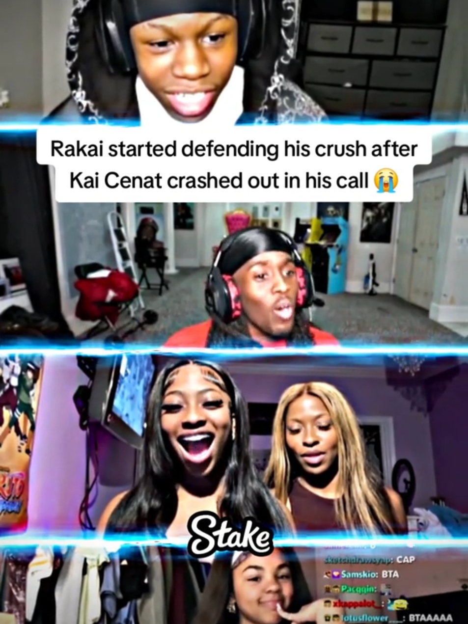 Rakai started defending his crush after Kai Cenat crashed out in his call 😭 #rakai #kaicenat #fyp 