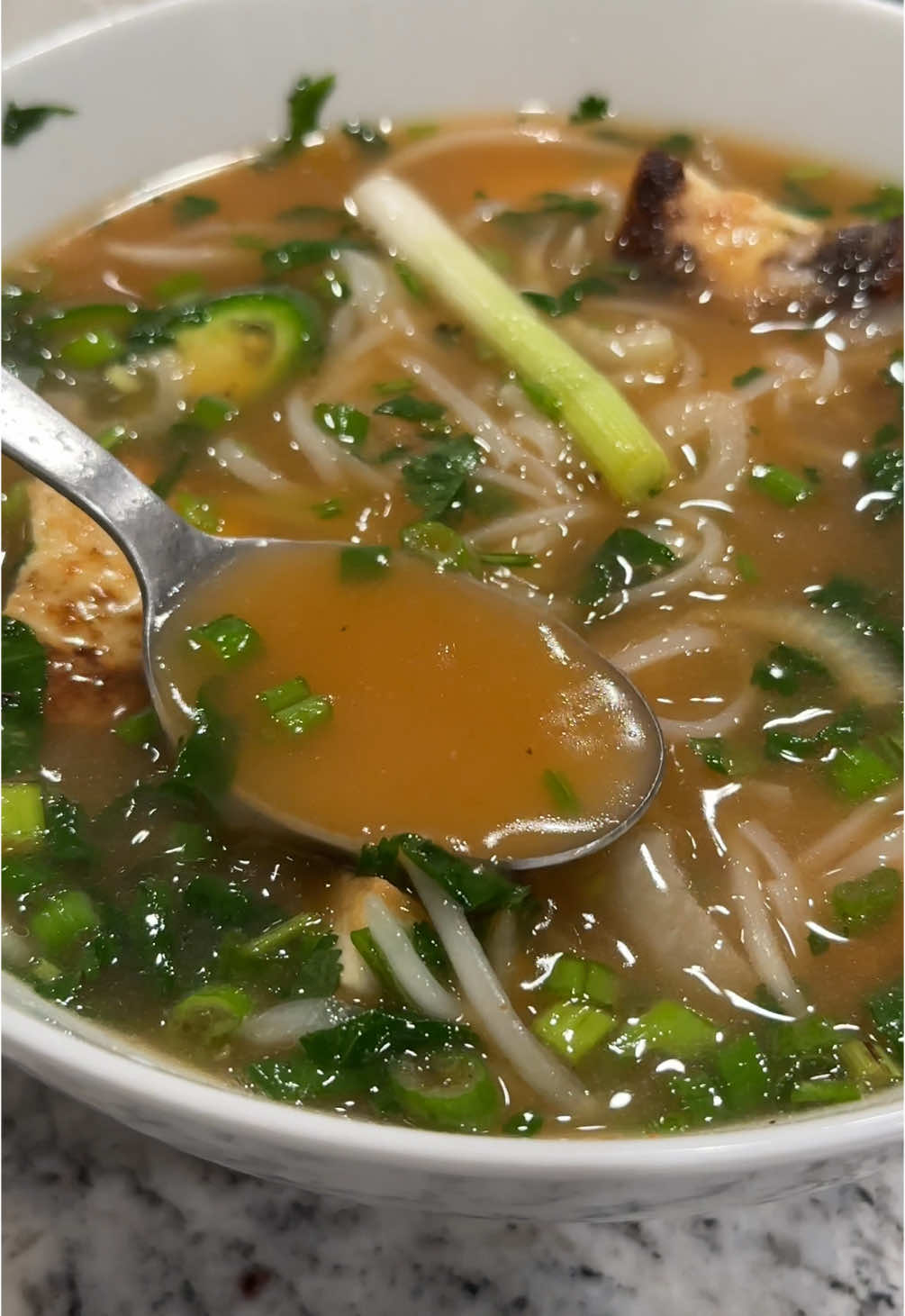 Ba Noi pho. Extra veggies, extra black pepper, extra Thai chilies, extra pimples. Veggie pho <3 #pho #banoi #veggiepho #phomukbang 