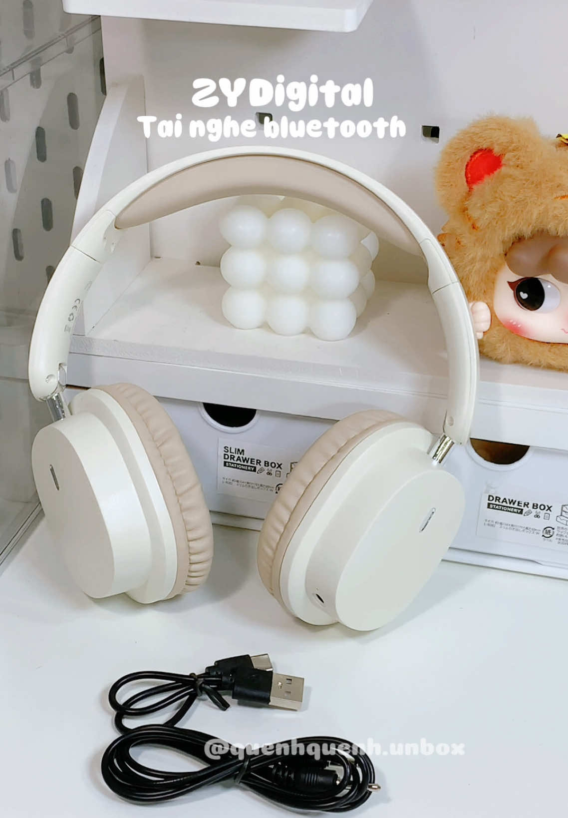Tai nghe gì mà xinh iu quá🌟#zydigital #tainghebluetooth #unbox #quenhquenhreview #xh 