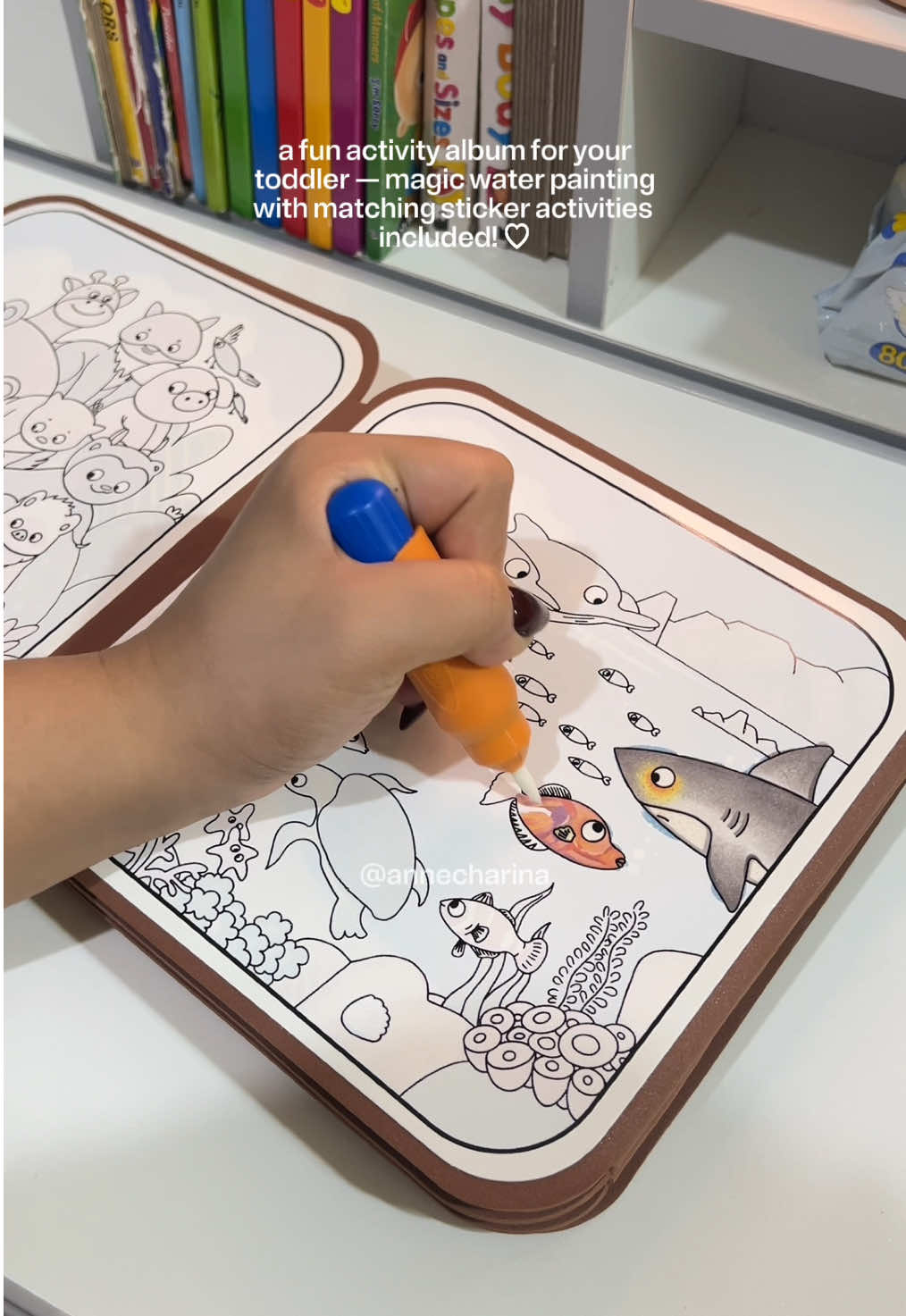 paint and learn anywhere with your toddler! 🎨 #lessscreentime #waterpaintingbook #magicwaterpaintingbook #waterpaintingalbum #magicwaterpaintingalbum #matchingstickers #busybookforkids #busybook #educationaltoy #activitybook #toddleractivities #toddleractivity #busybookfortoddlers #fyp 