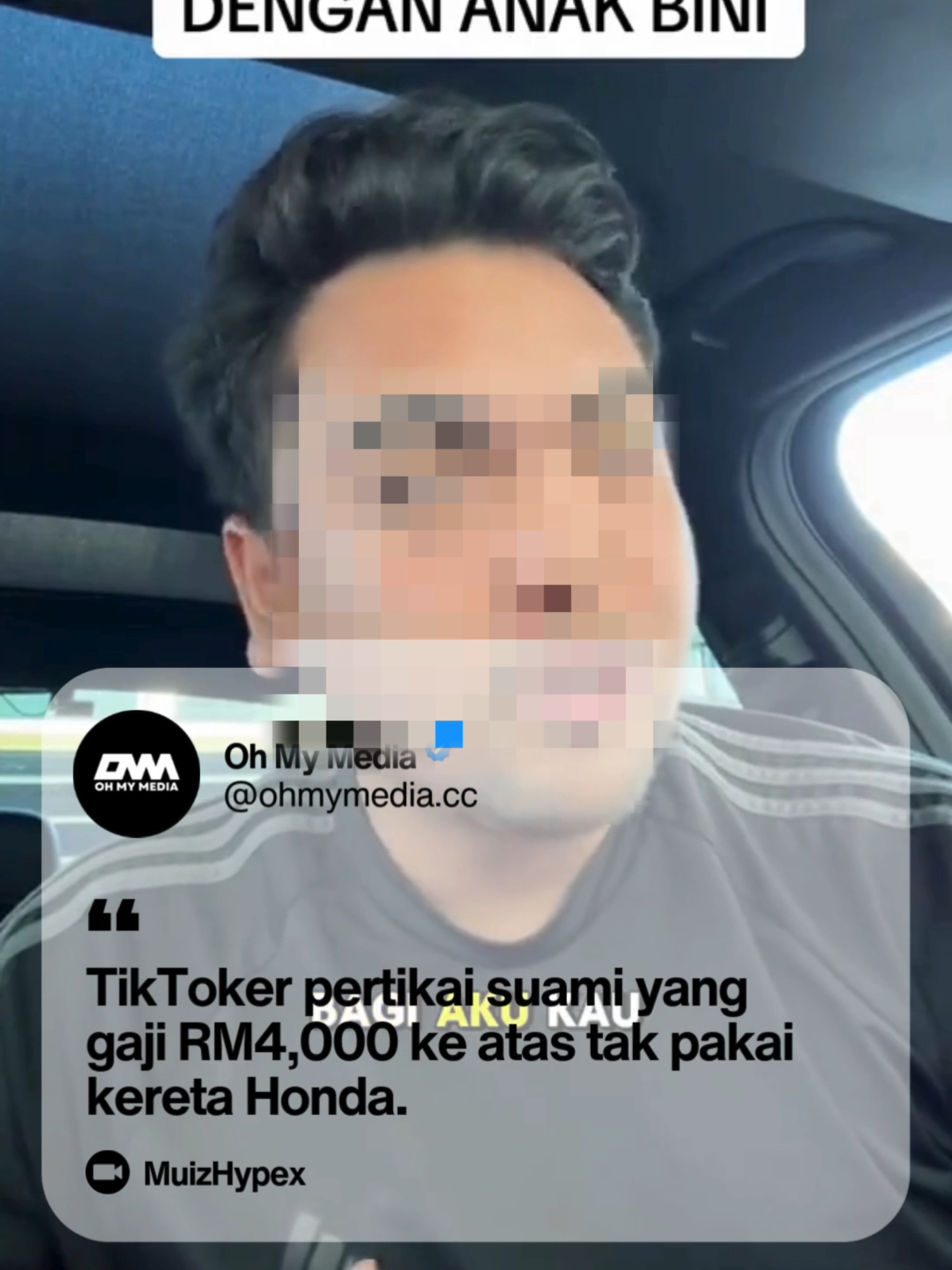 Kiranya yang pakai kereta Malaysia tu dianggap tak beri keselesaan kepada isteri & anak2 ke bang?📷 #ohmymedia #ommmedia #videoviral #honda