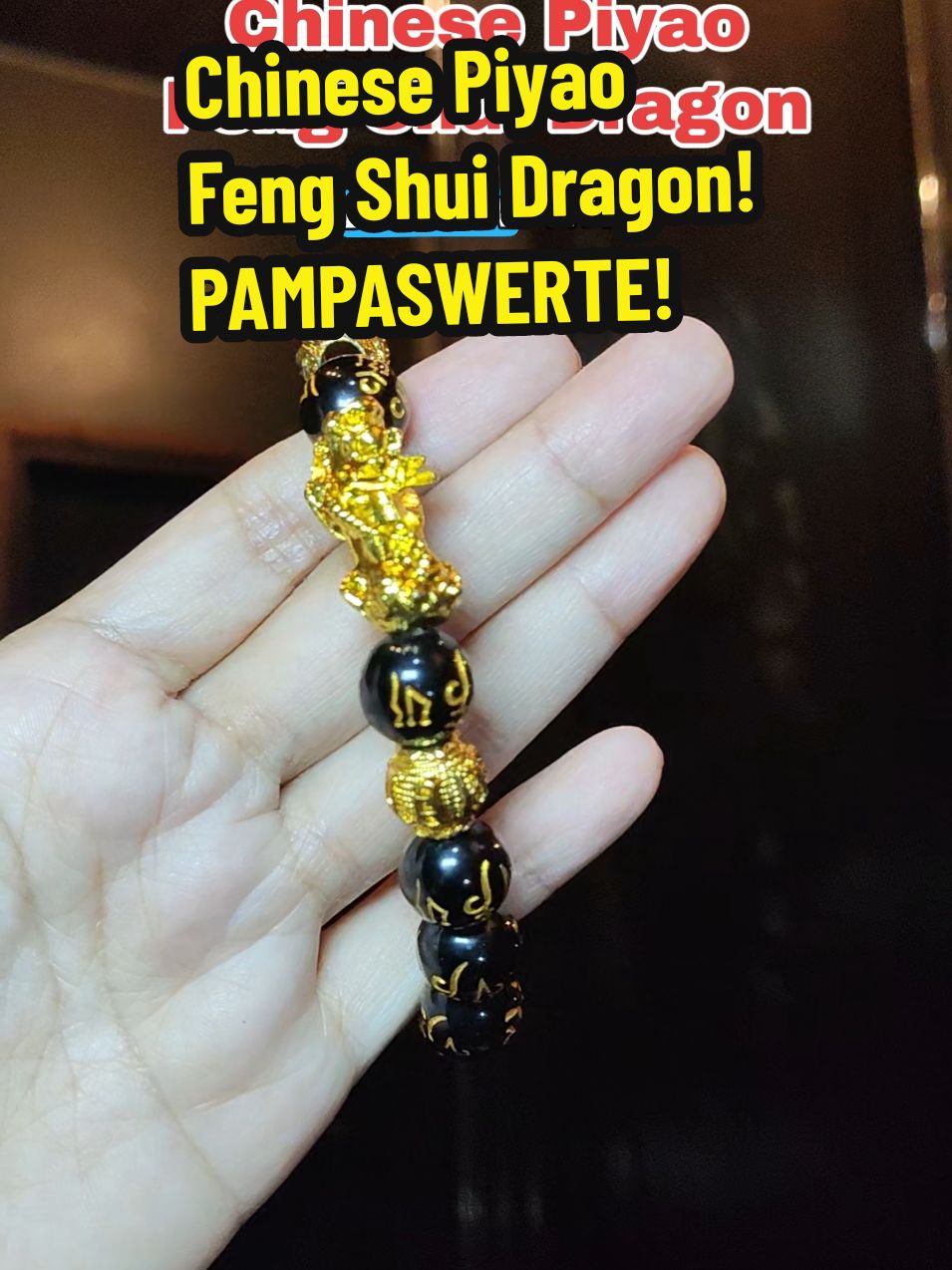 Chinese Piyao Feng Shui Dragon! Pixiu Black Beads with 6 words of abundance! #luckycharmbracelet #piyao #piyaobracelet #pixiubracelet #fengshui #dragon #lucky #wealth #prosperity #chinesenewyear 