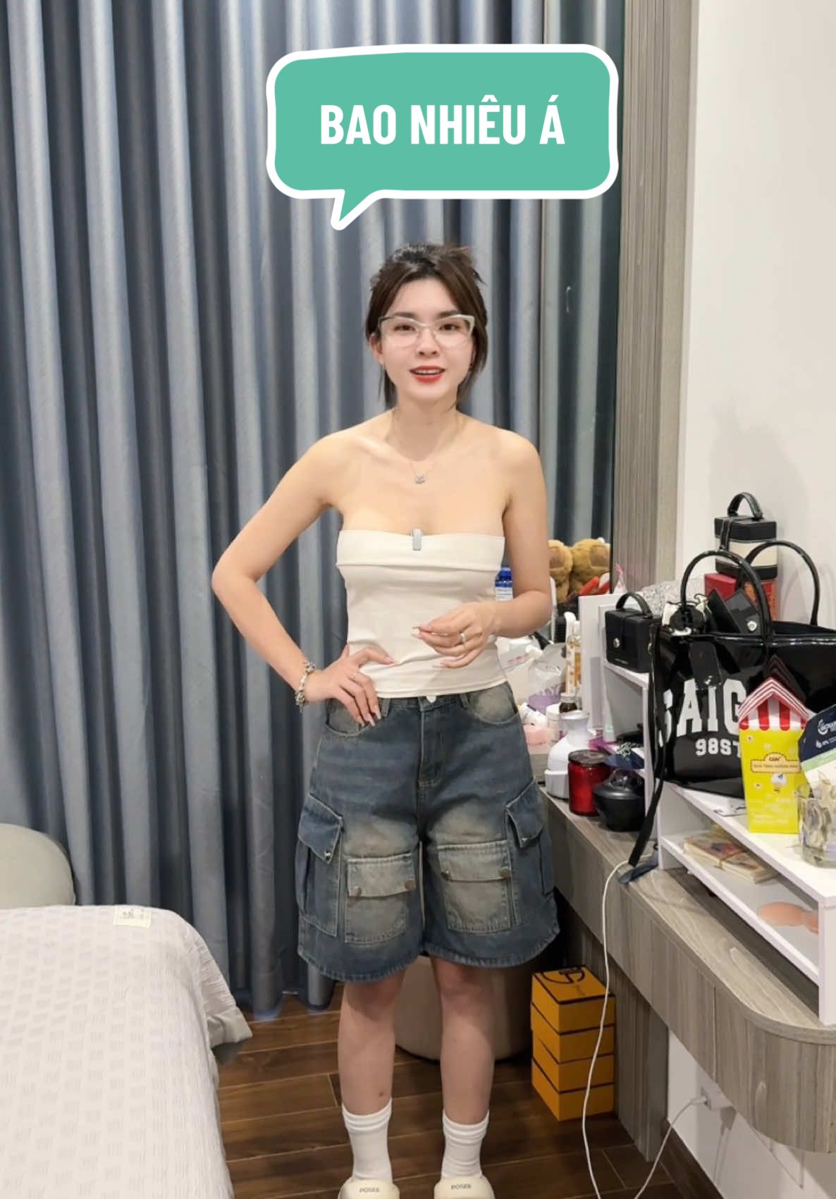 Bao nhiêu á #quanshortjean #quanjean #quanjeanshort #chylinh #xuhuong 