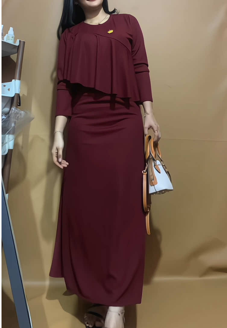 Maroon emg juaraa❤️‍🔥 #rekomendasioutfit #longdress 